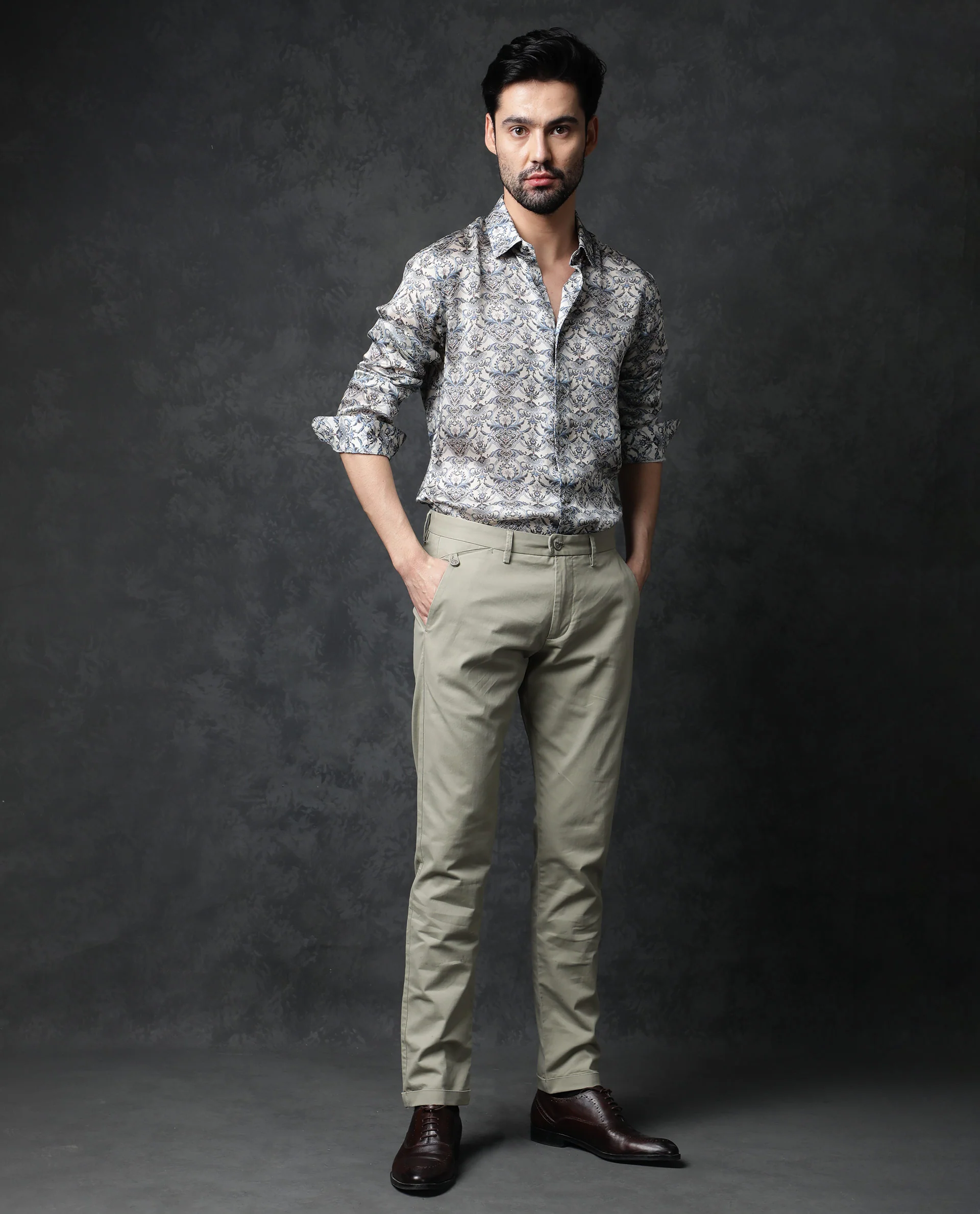 Rare Rabbit Men's Montor Beige Cotton Floral Print Regular Fit Full Sleeve Collared Shirt - Image 17