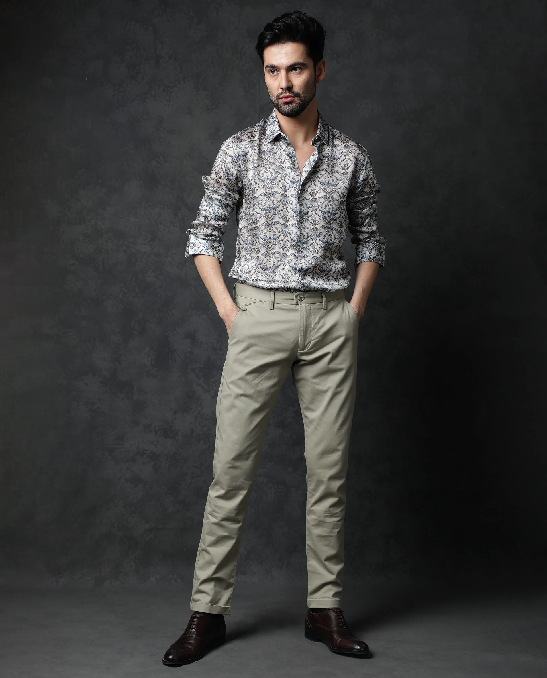 Rare Rabbit Men's Montor Beige Cotton Floral Print Regular Fit Full Sleeve Collared Shirt - Image 18