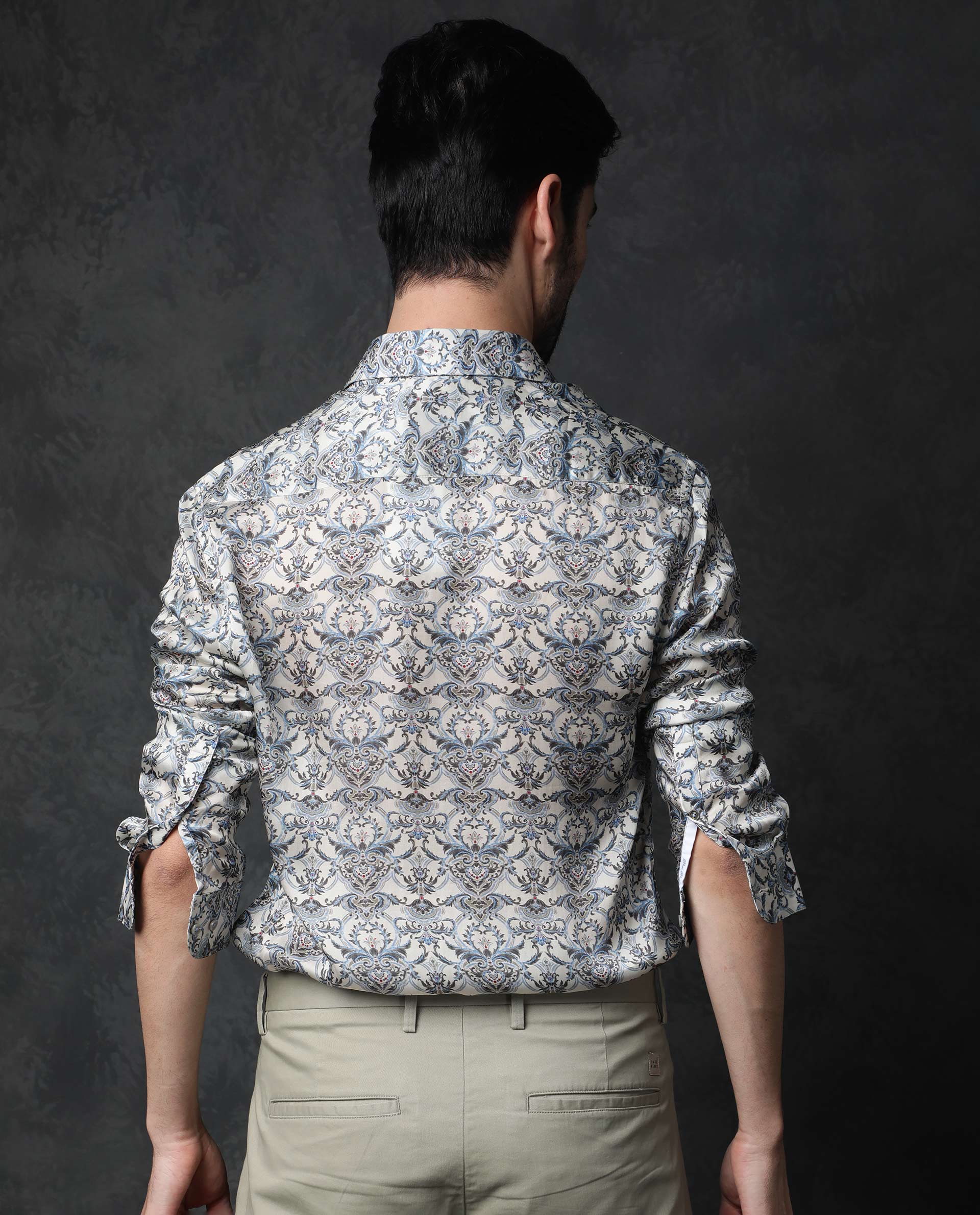 Rare Rabbit Men's Montor Beige Cotton Floral Print Regular Fit Full Sleeve Collared Shirt - Image 8