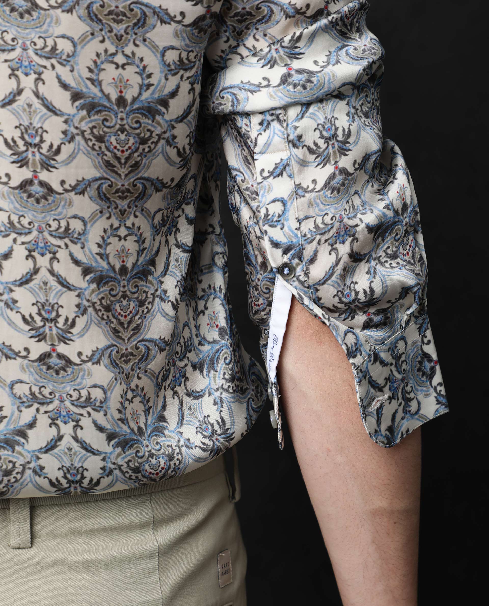 Rare Rabbit Men's Montor Beige Cotton Floral Print Regular Fit Full Sleeve Collared Shirt - Image 9