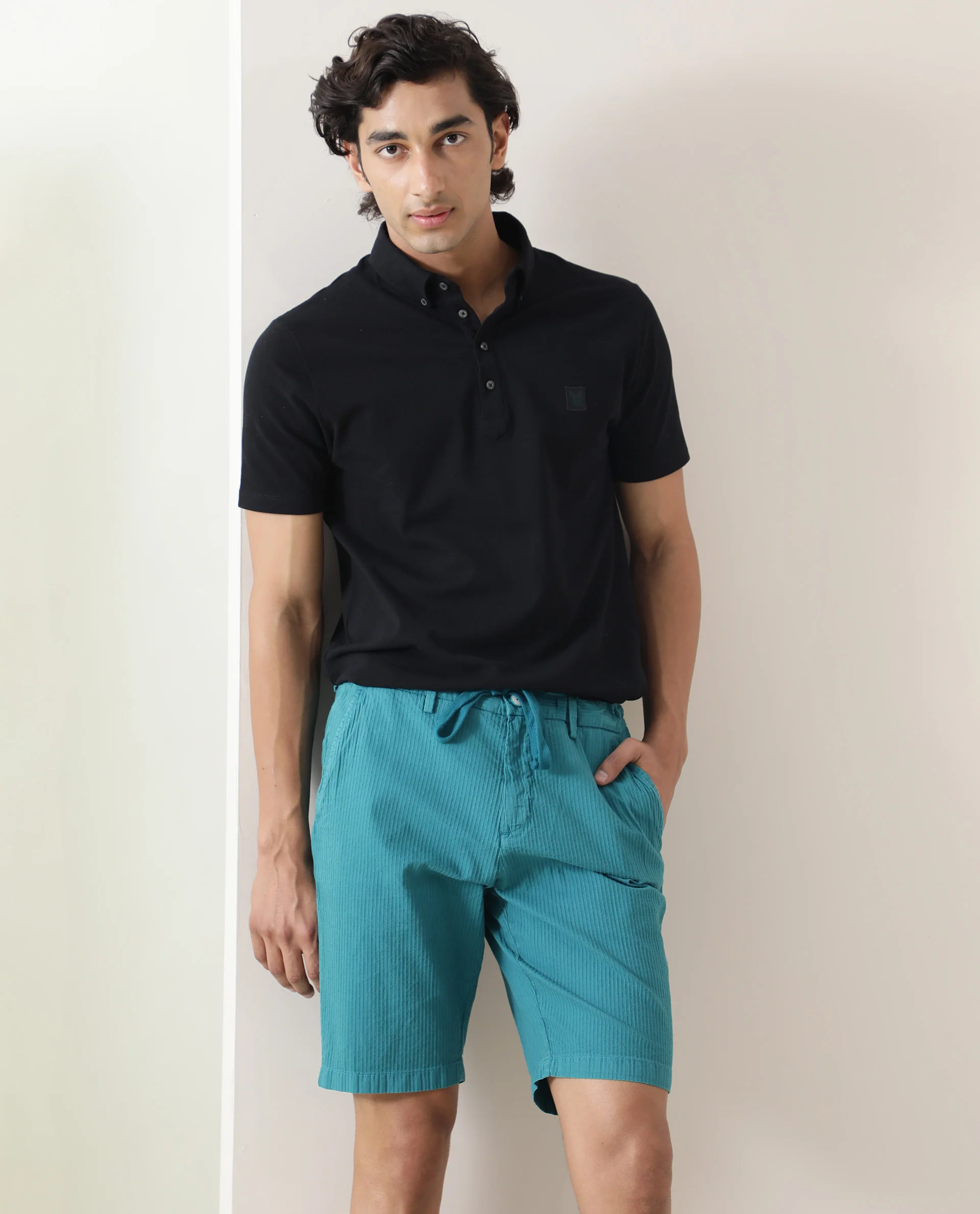 Rare Rabbit Men's Monty Turq Cotton Striped Print Regular Fit Shorts - Image 5