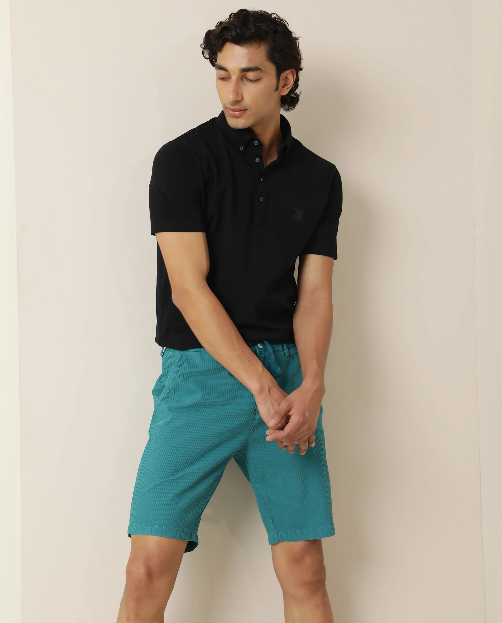 Rare Rabbit Men's Monty Turq Cotton Striped Print Regular Fit Shorts - Image 7