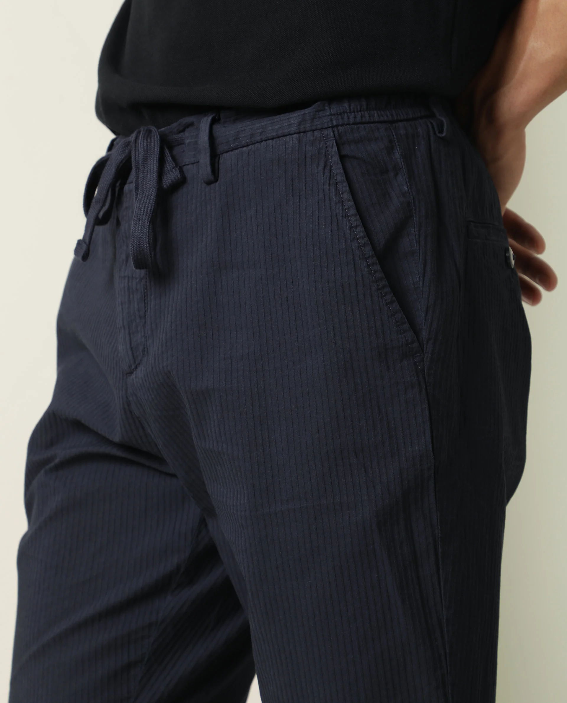 Rare Rabbit Men's Monty Navy Cotton Striped Print Regular Fit Shorts - Image 3