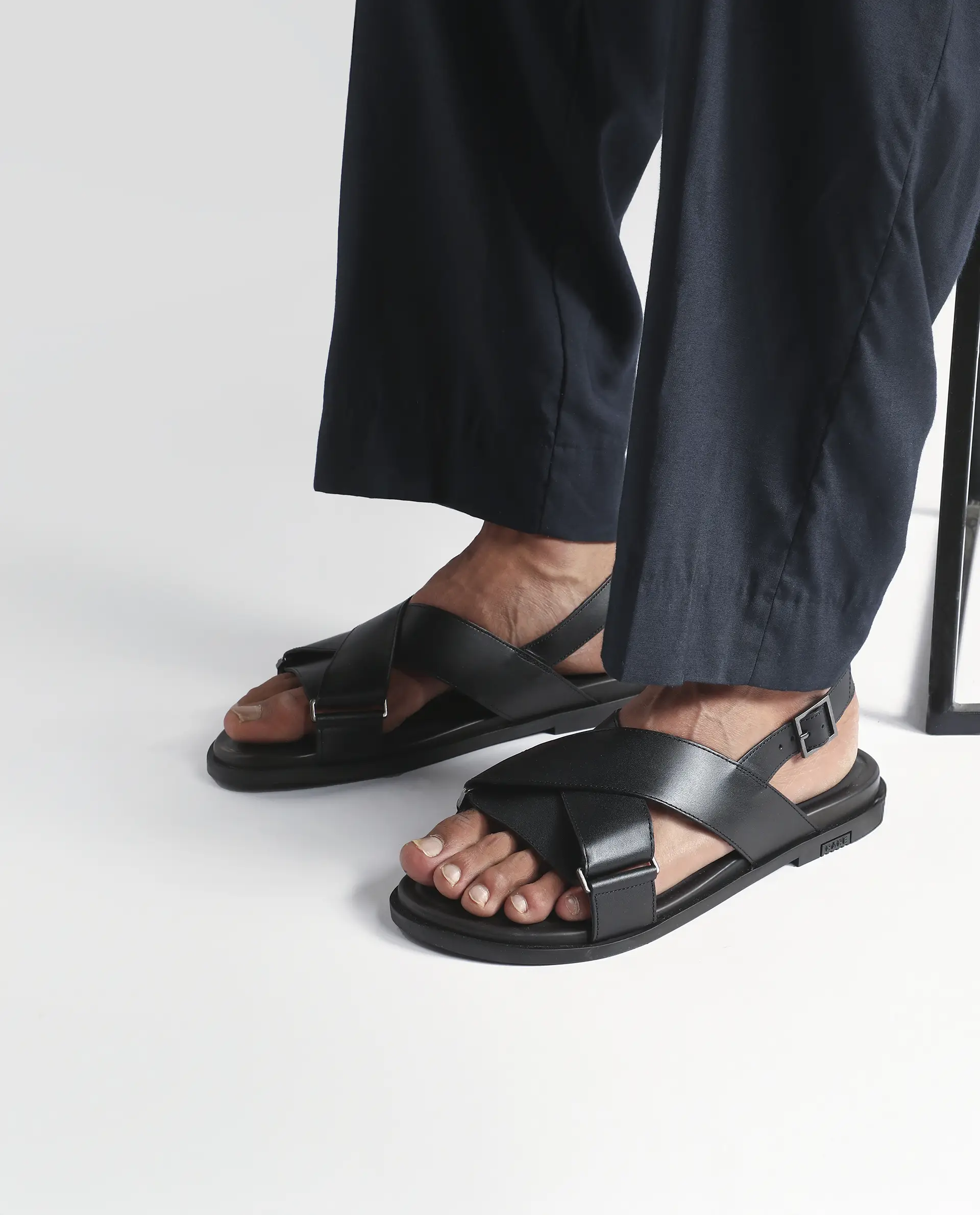 Rare Rabbit Men's Monz Black Slip-On Closure Sandal - Image 2