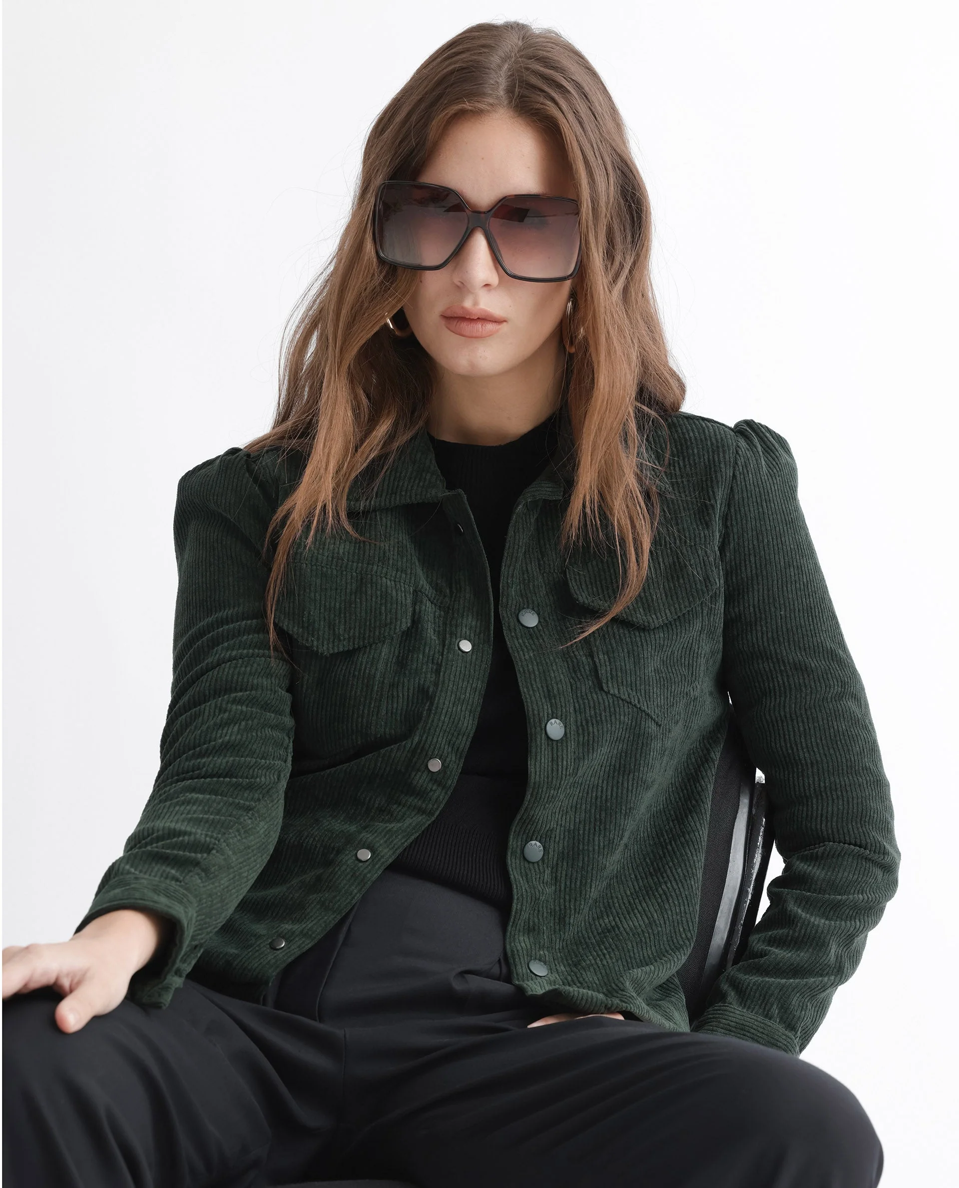 Rareism Women's Mooney Green Polyester Spread Collar Plain Regular Fit Jacket - Image 12