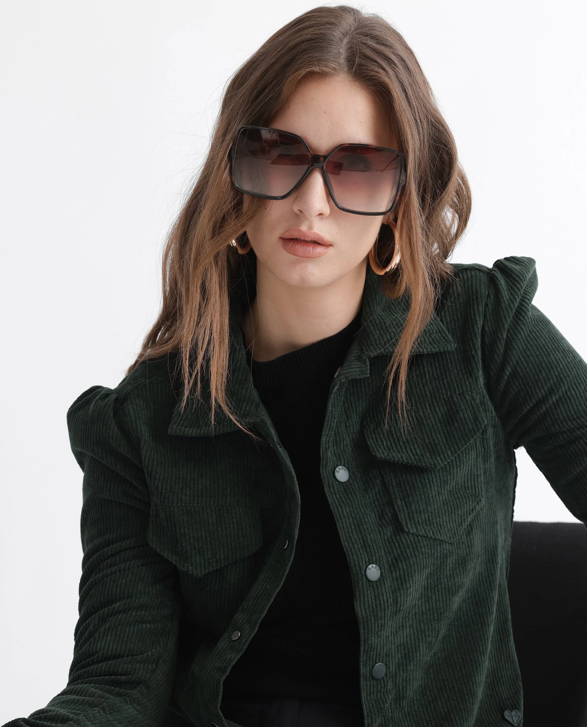 Rareism Women's Mooney Green Polyester Spread Collar Plain Regular Fit Jacket - Image 13