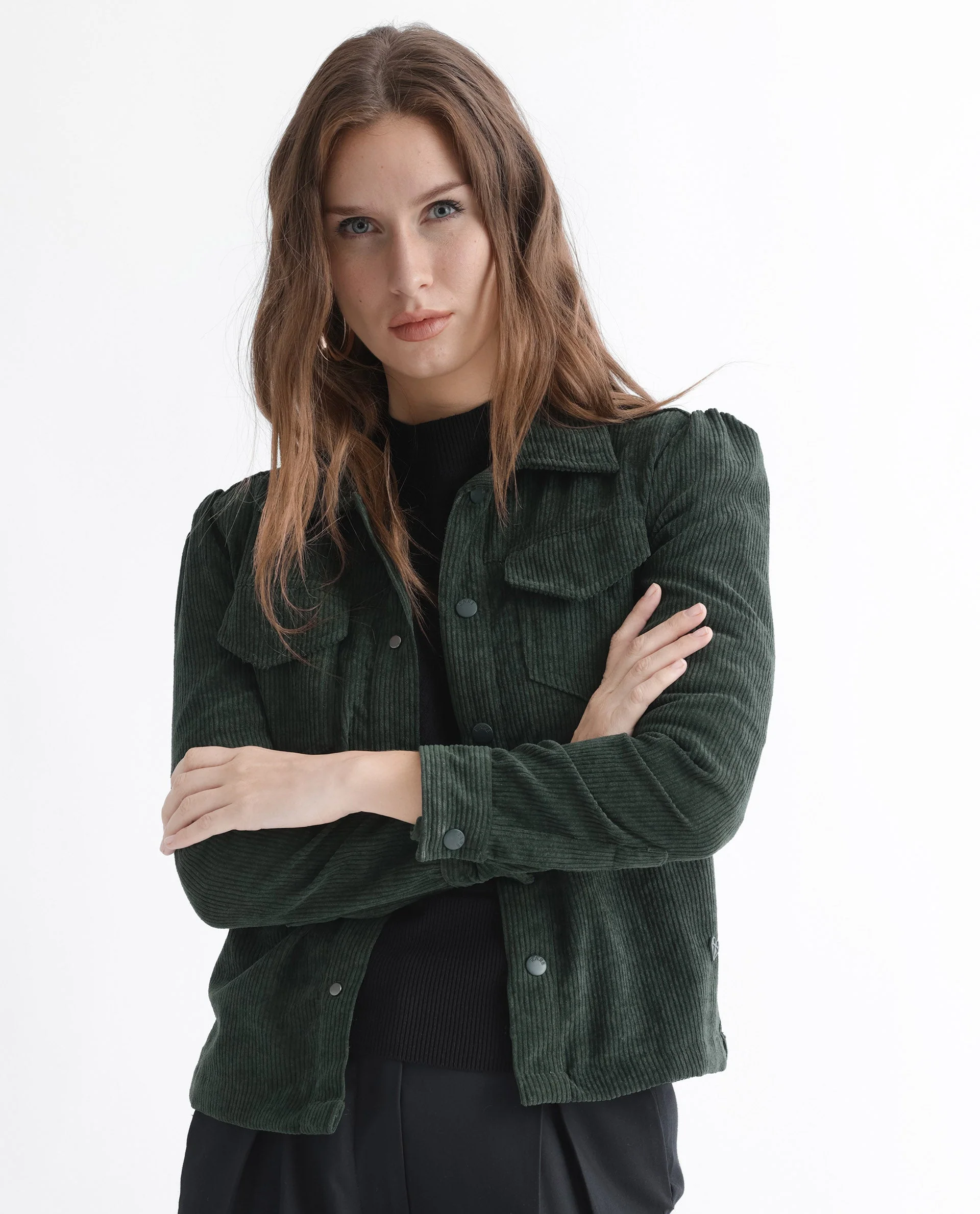 Rareism Women's Mooney Green Polyester Spread Collar Plain Regular Fit Jacket - Image 14