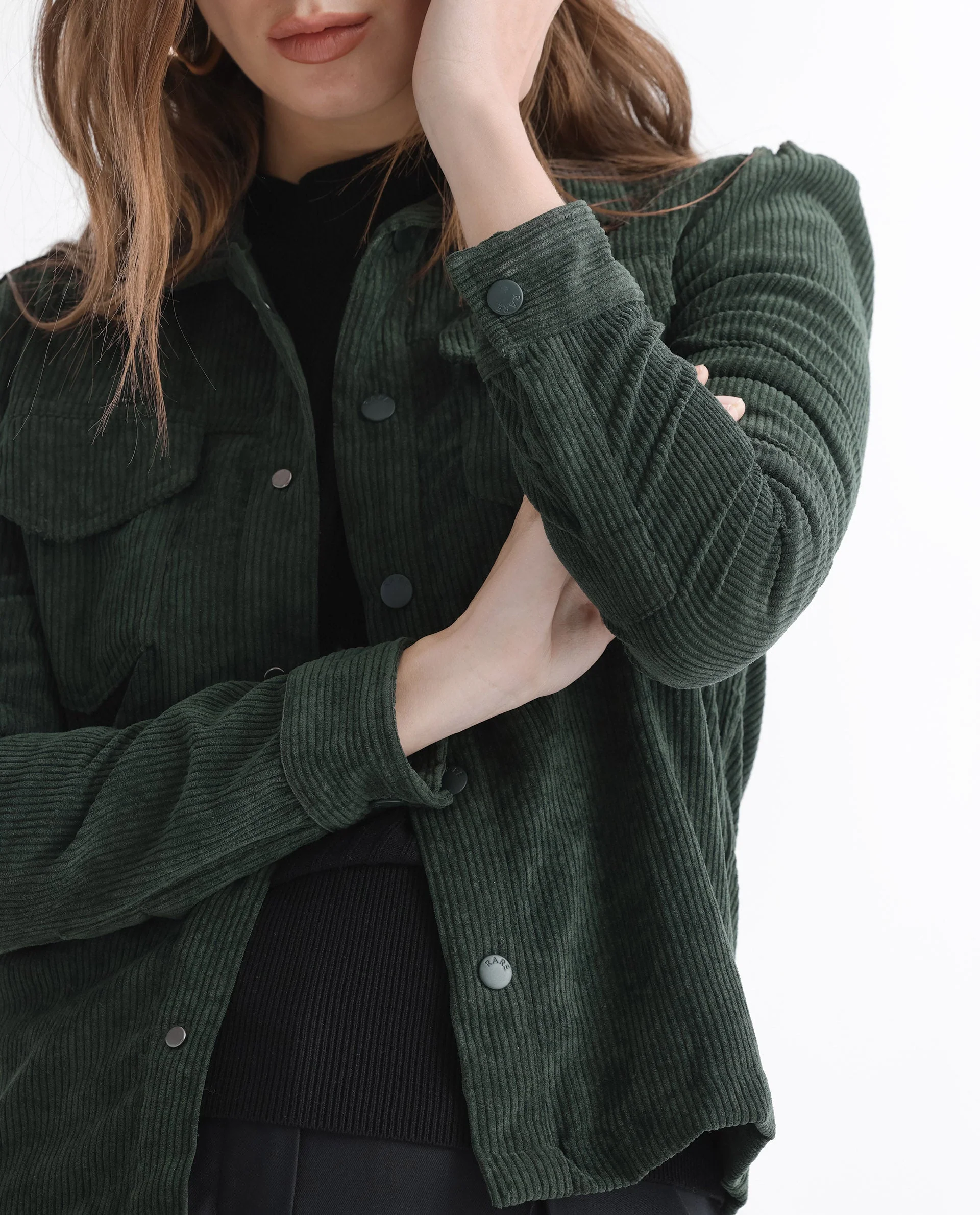Rareism Women's Mooney Green Polyester Spread Collar Plain Regular Fit Jacket - Image 2