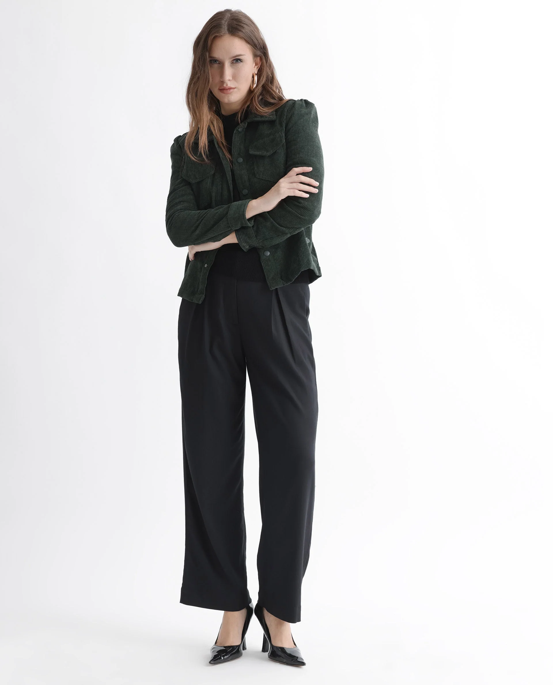 Rareism Women's Mooney Green Polyester Spread Collar Plain Regular Fit Jacket - Image 3