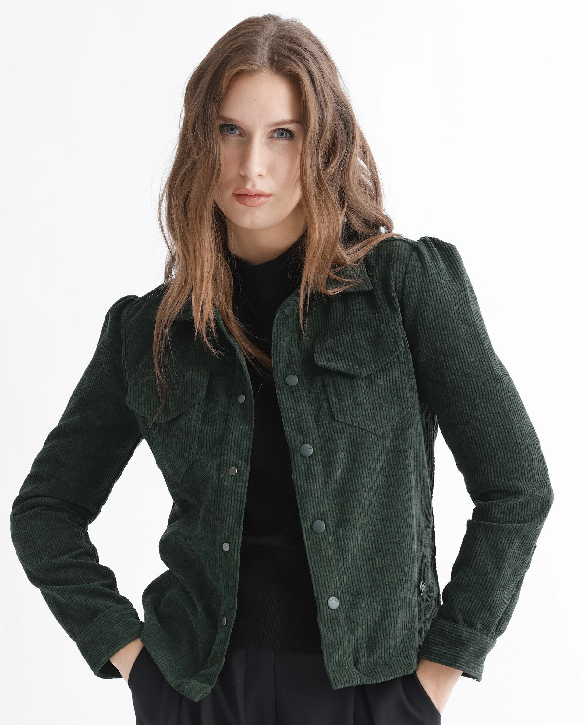 Rareism Women's Mooney Green Polyester Spread Collar Plain Regular Fit Jacket - Image 5