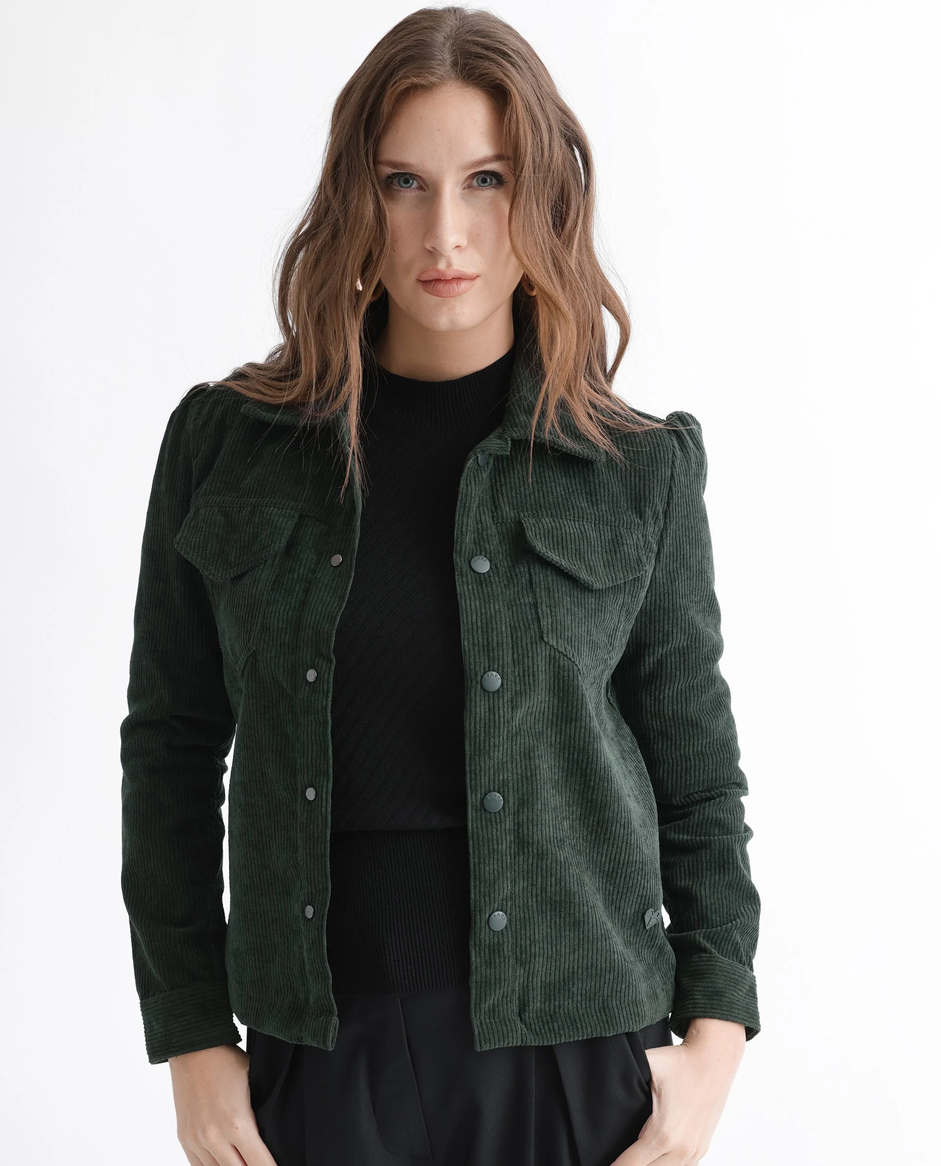 Rareism Women's Mooney Green Polyester Spread Collar Plain Regular Fit Jacket - Image 6