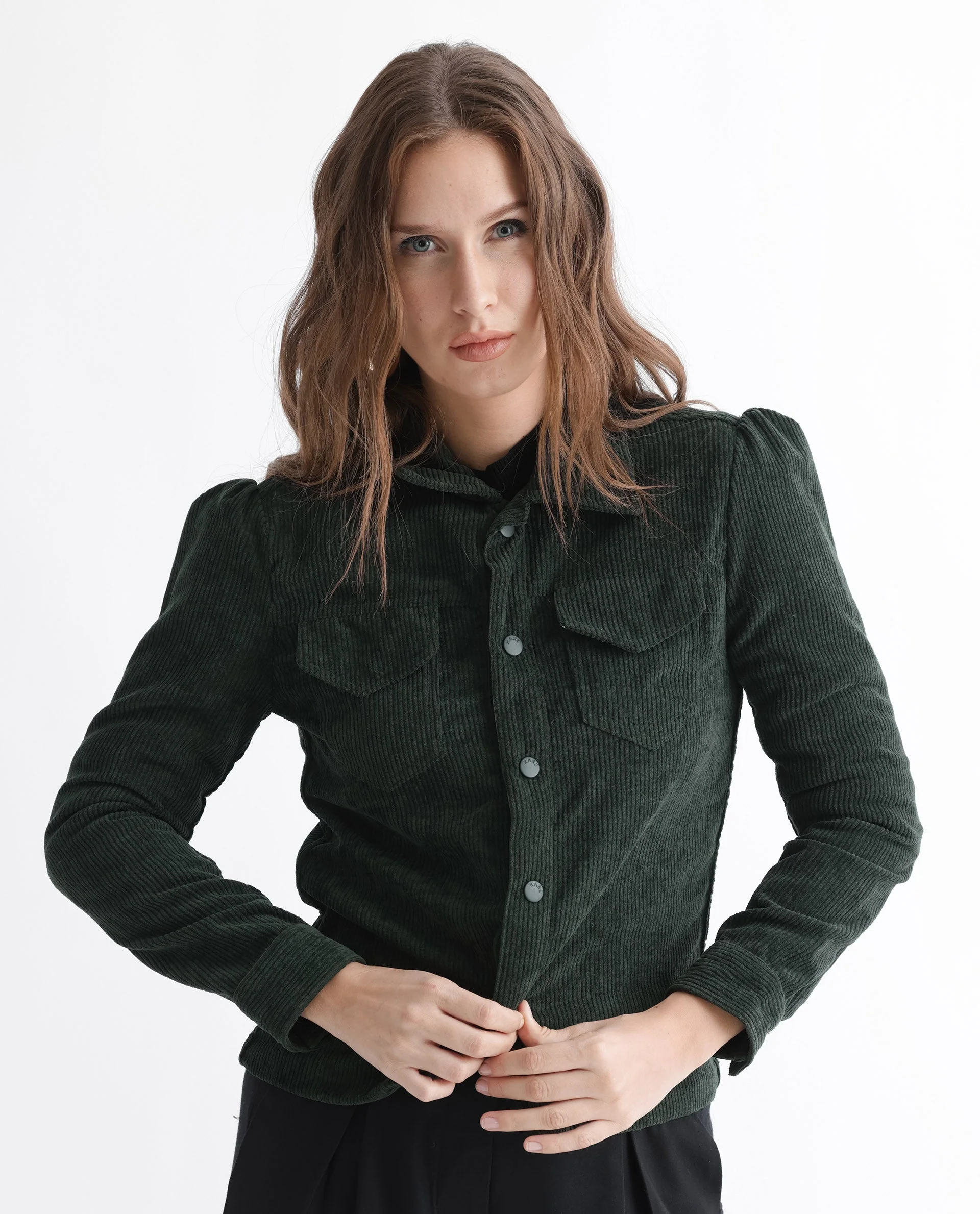 Rareism Women's Mooney Green Polyester Spread Collar Plain Regular Fit Jacket - Image 7