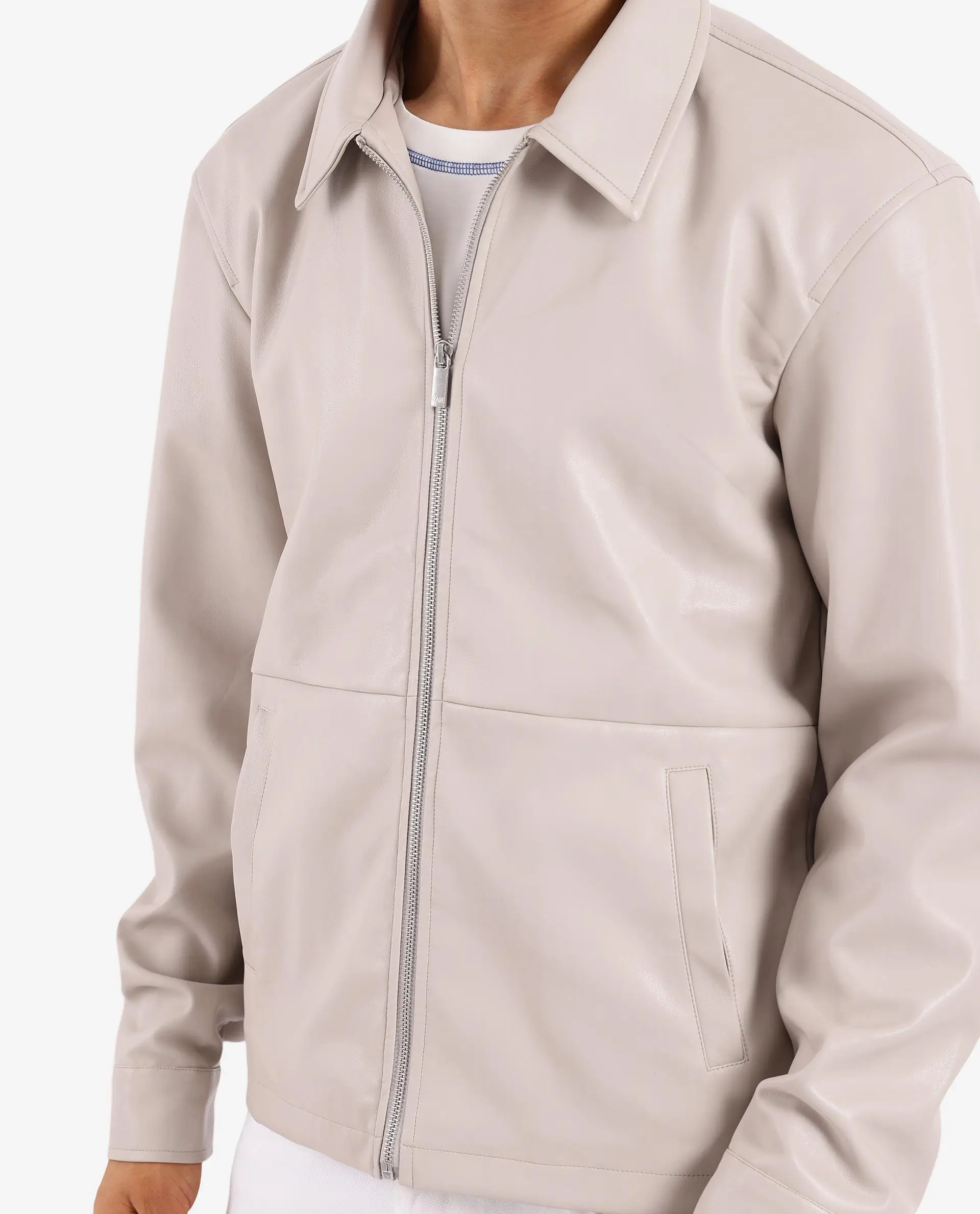 Rare Rabbit Men's Morat Beige Polyester Plain Relaxed Fit Full Sleeve Spread Collar Jacket - Image 3