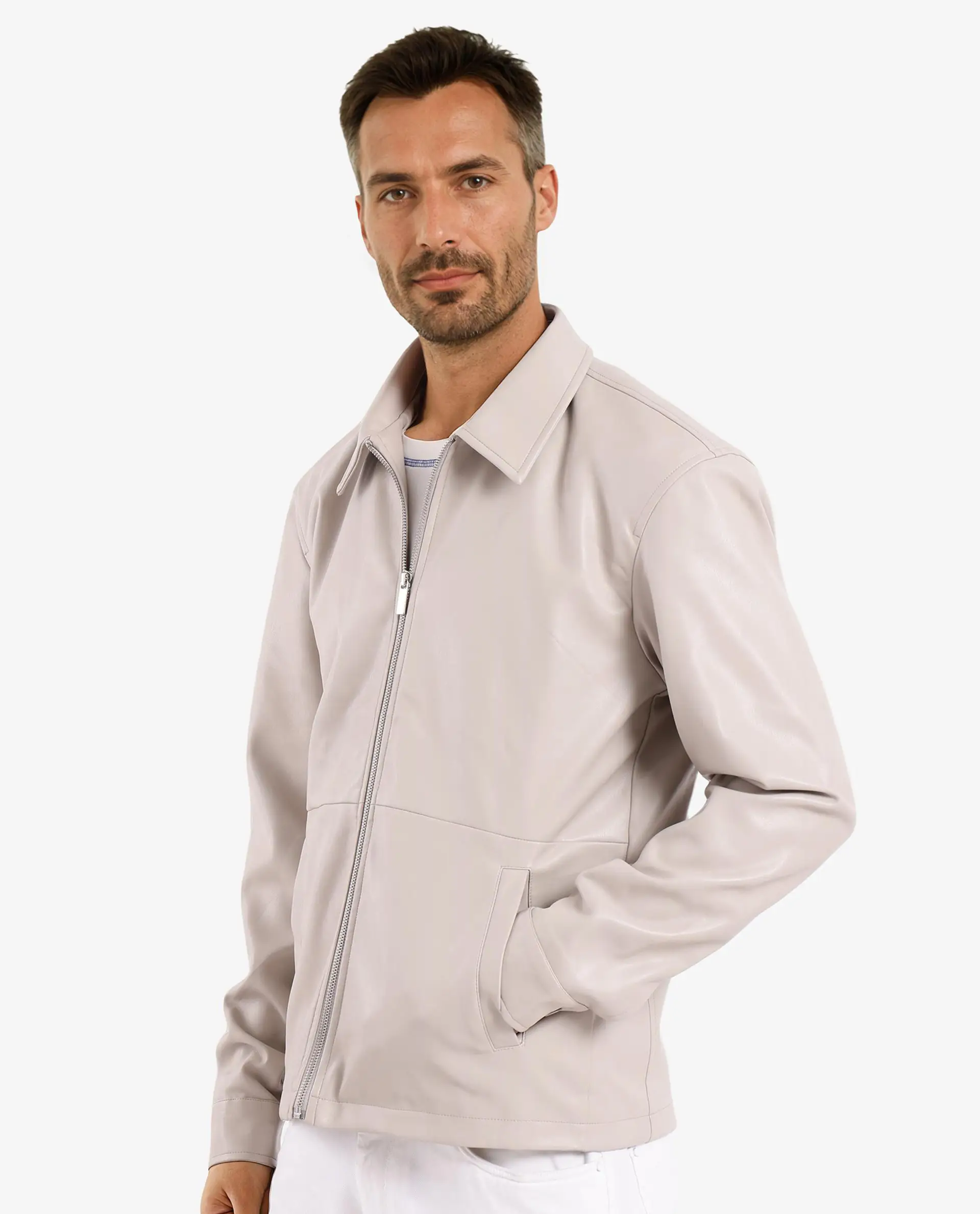 Rare Rabbit Men's Morat Beige Polyester Plain Relaxed Fit Full Sleeve Spread Collar Jacket - Image 5