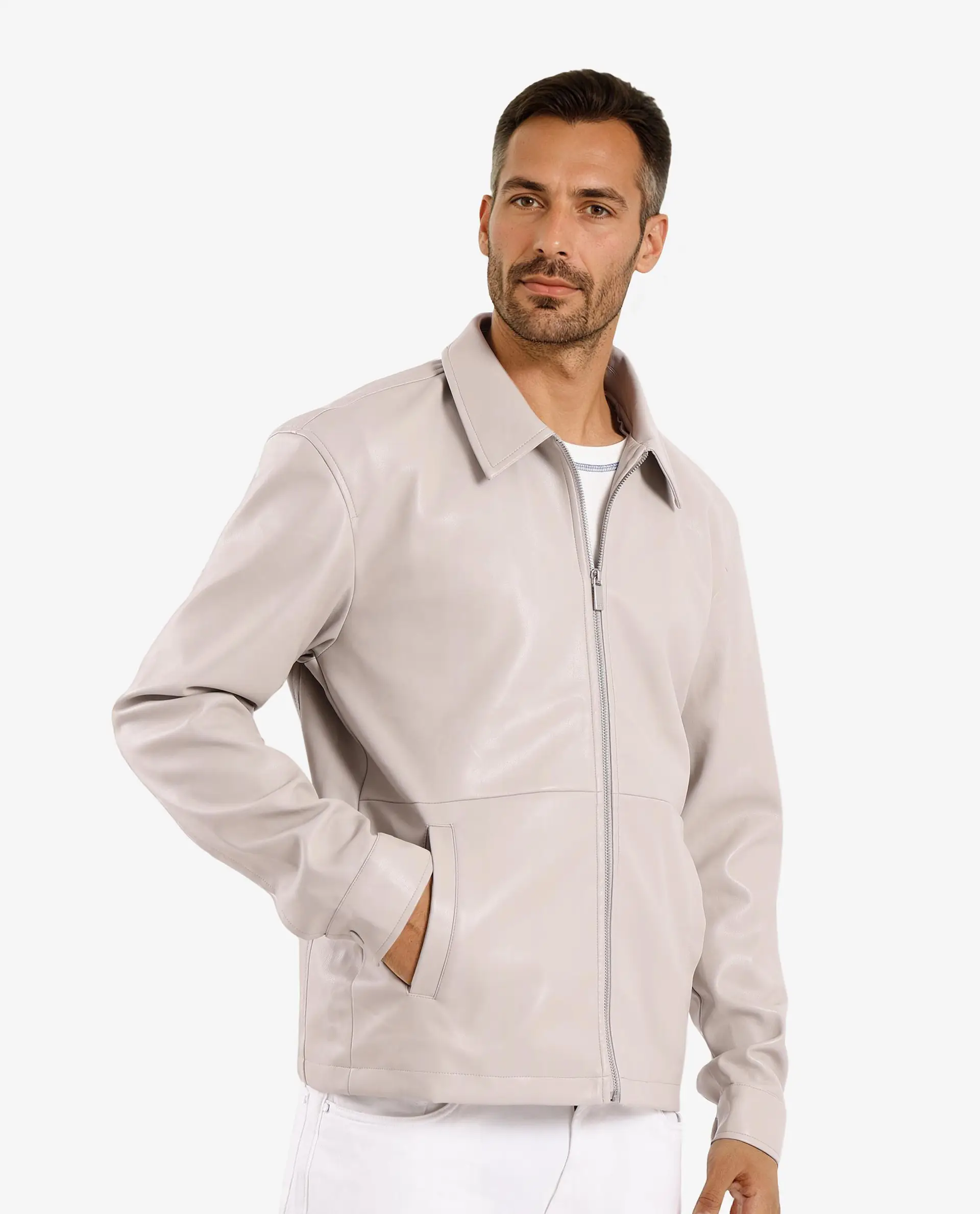 Rare Rabbit Men's Morat Beige Polyester Plain Relaxed Fit Full Sleeve Spread Collar Jacket - Image 6