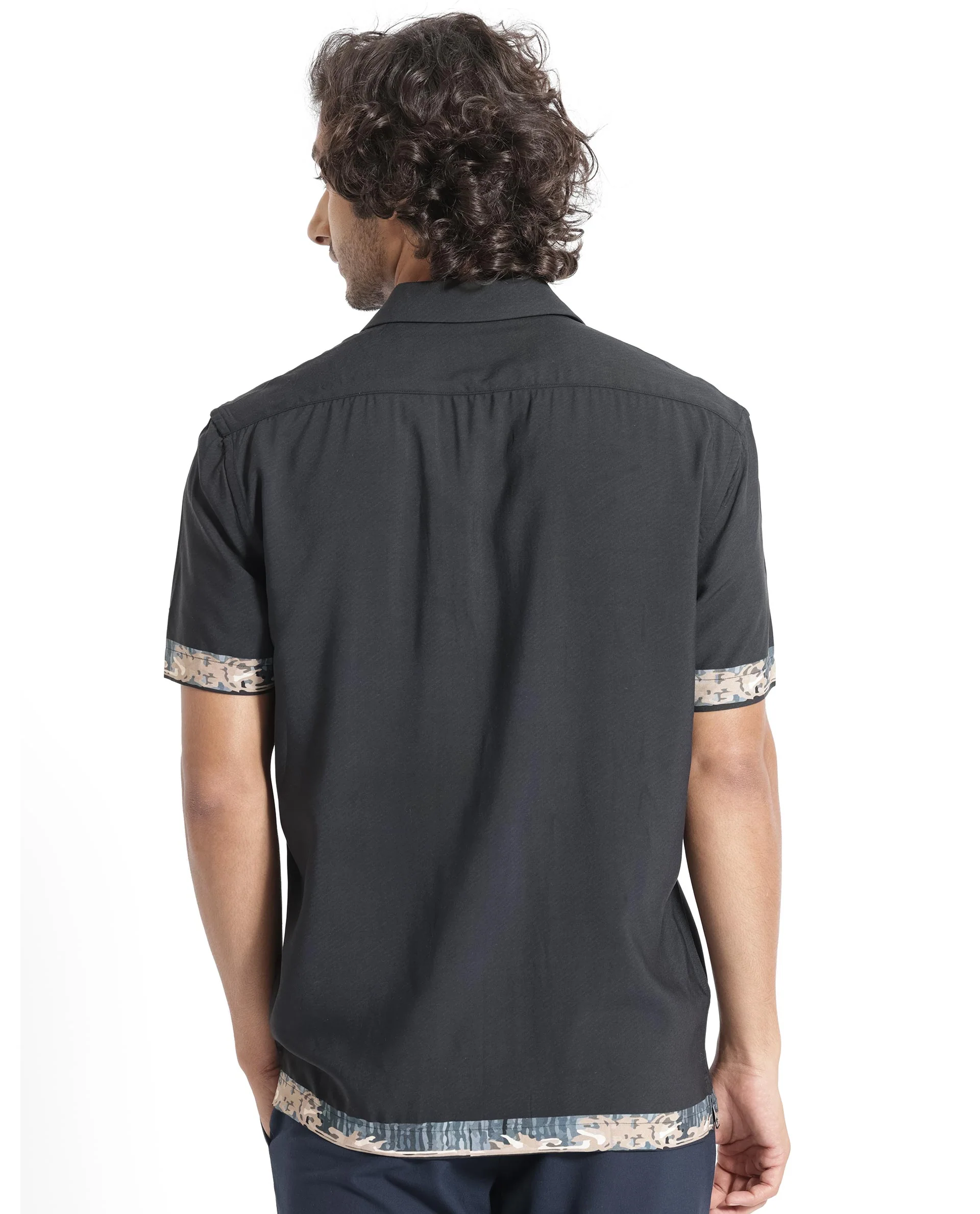 Rare Rabbit Men's Morca Black Viscose Abstract Print Regular Fit Half Sleeve Cuban Collar Shirt - Image 8