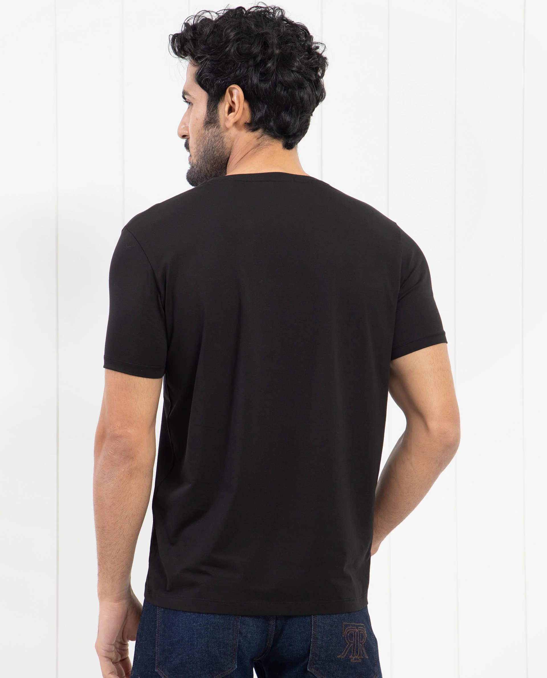 Rare Rabbit Men's Moreno Black Cotton Graphic Print Regular Fit Half Sleeve Crew Neck T-Shirt - Image 9