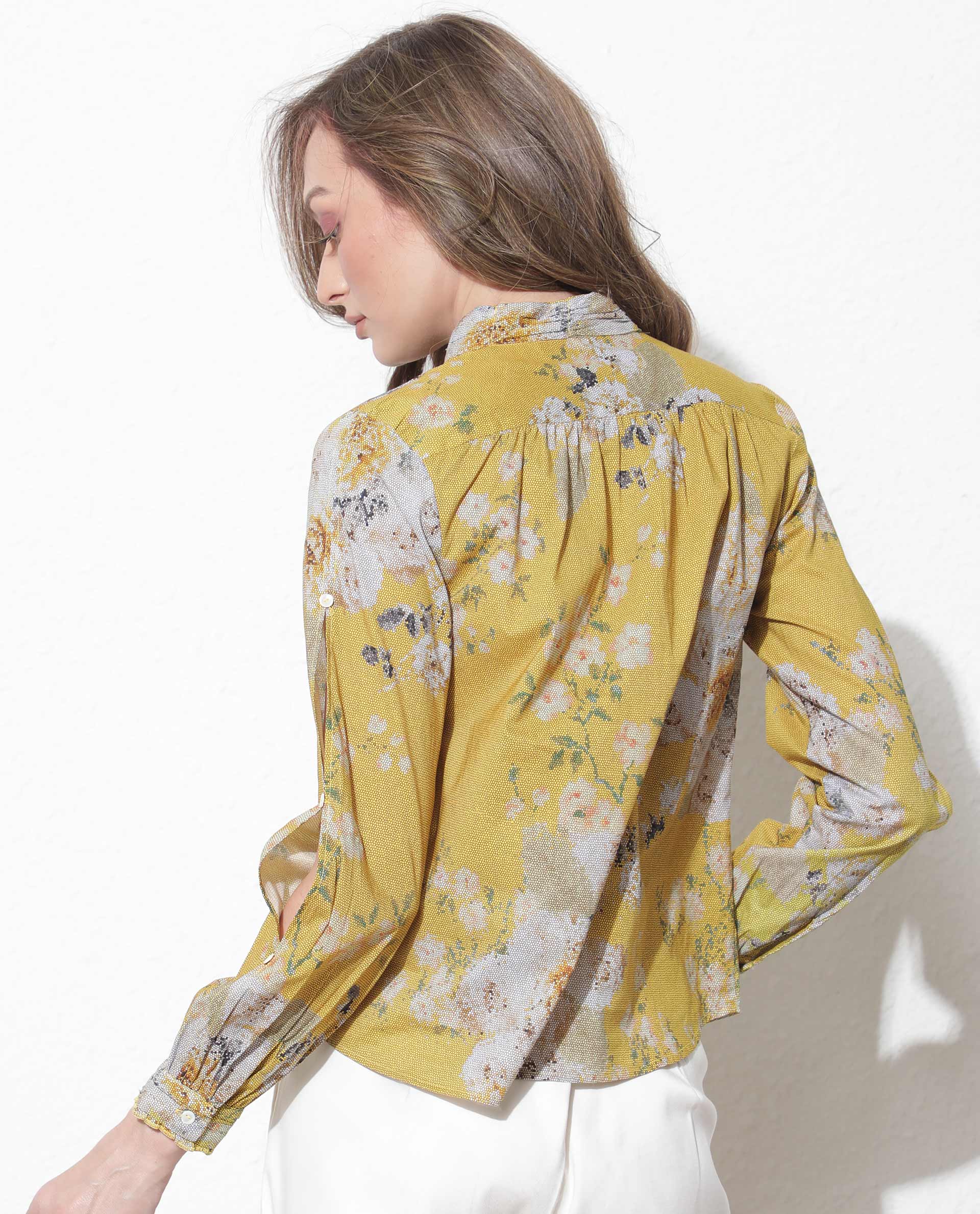 Rareism Women's Morgan Yellow Cotton High Neck Floral Print Regular Fit Top - Image 11