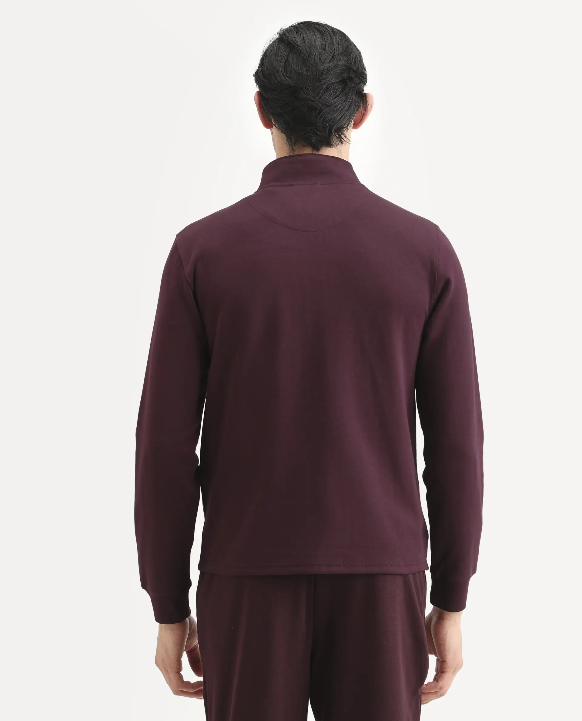 Rare Rabbit Men's Morris-25 Dark Maroon Cotton Blend Plain Regular Fit Full Sleeve Mandarin Collar Jacket - Image 8