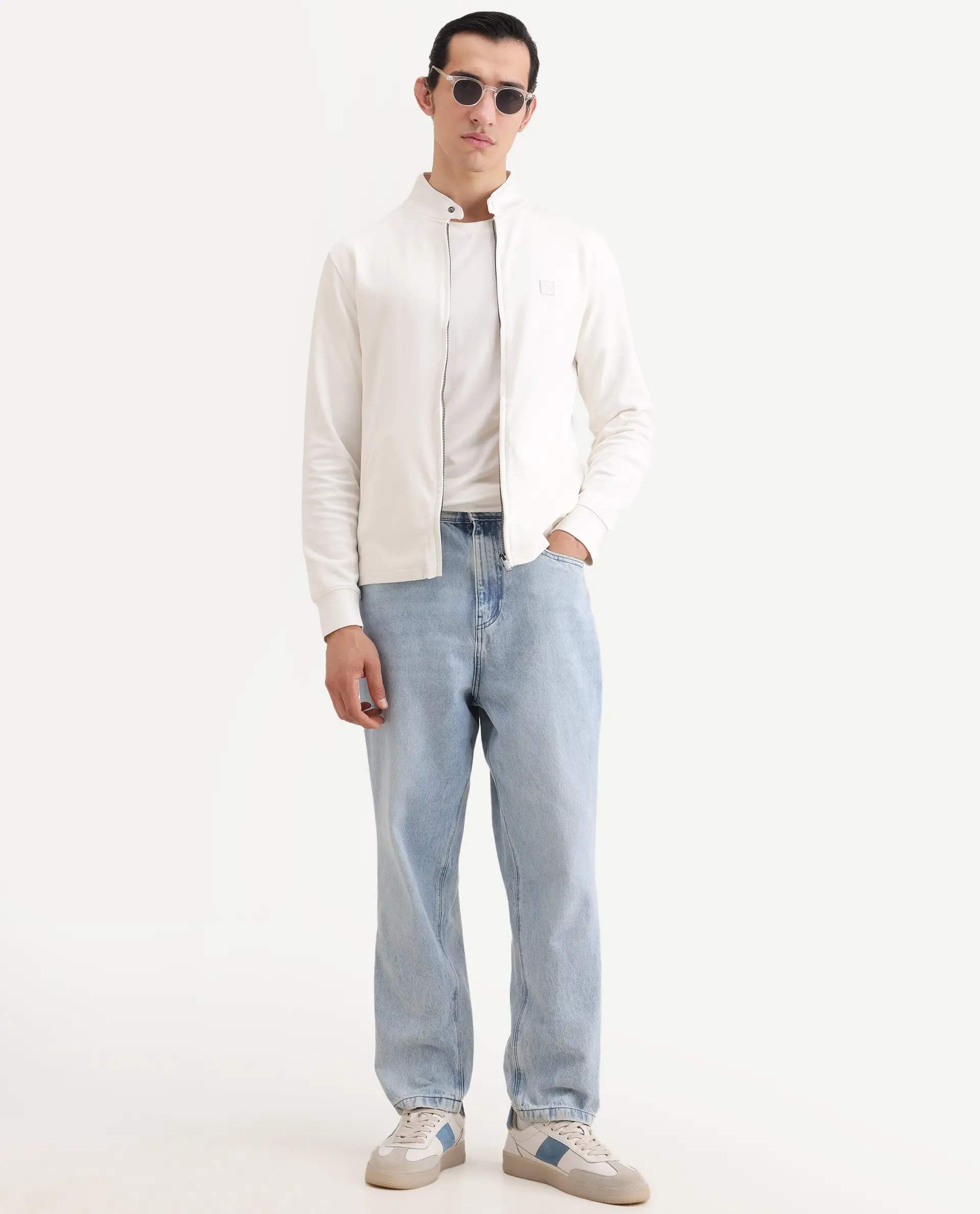 Rare Rabbit Men's Morris-25 Off White Cotton Blend Plain Regular Fit Full Sleeve Mandarin Collar Jacket - Image 2