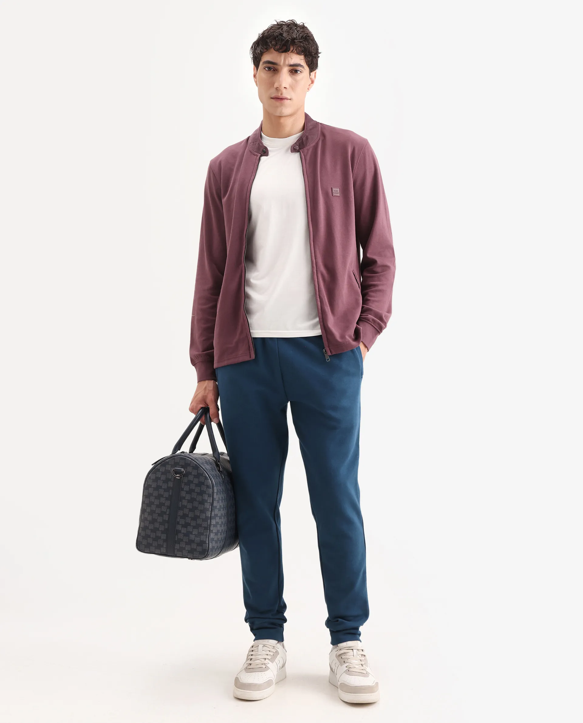 Rare Rabbit Men's Morris Maroon Cotton Plain Regular Fit Full Sleeve Mandarin Collar Jacket - Image 2