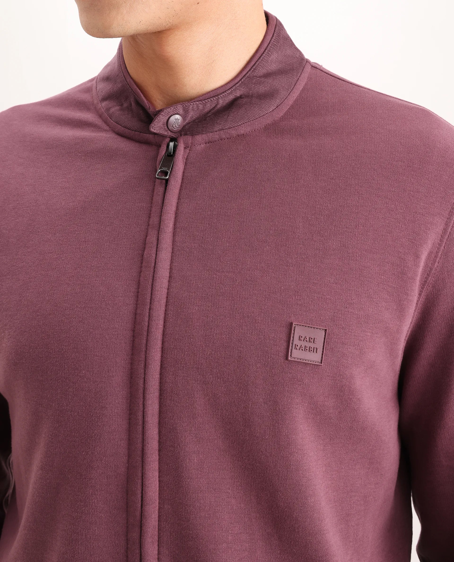 Rare Rabbit Men's Morris Maroon Cotton Plain Regular Fit Full Sleeve Mandarin Collar Jacket - Image 3