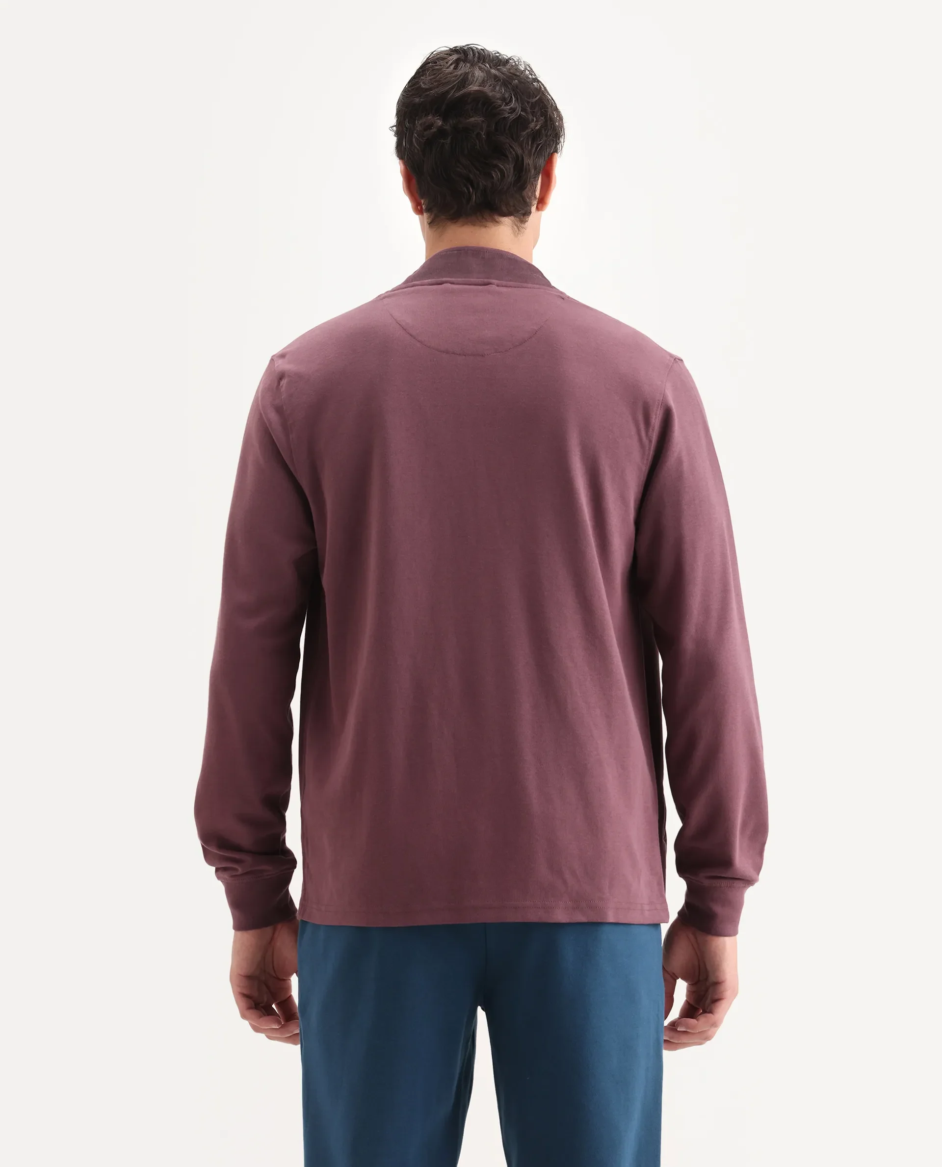 Rare Rabbit Men's Morris Maroon Cotton Plain Regular Fit Full Sleeve Mandarin Collar Jacket - Image 7