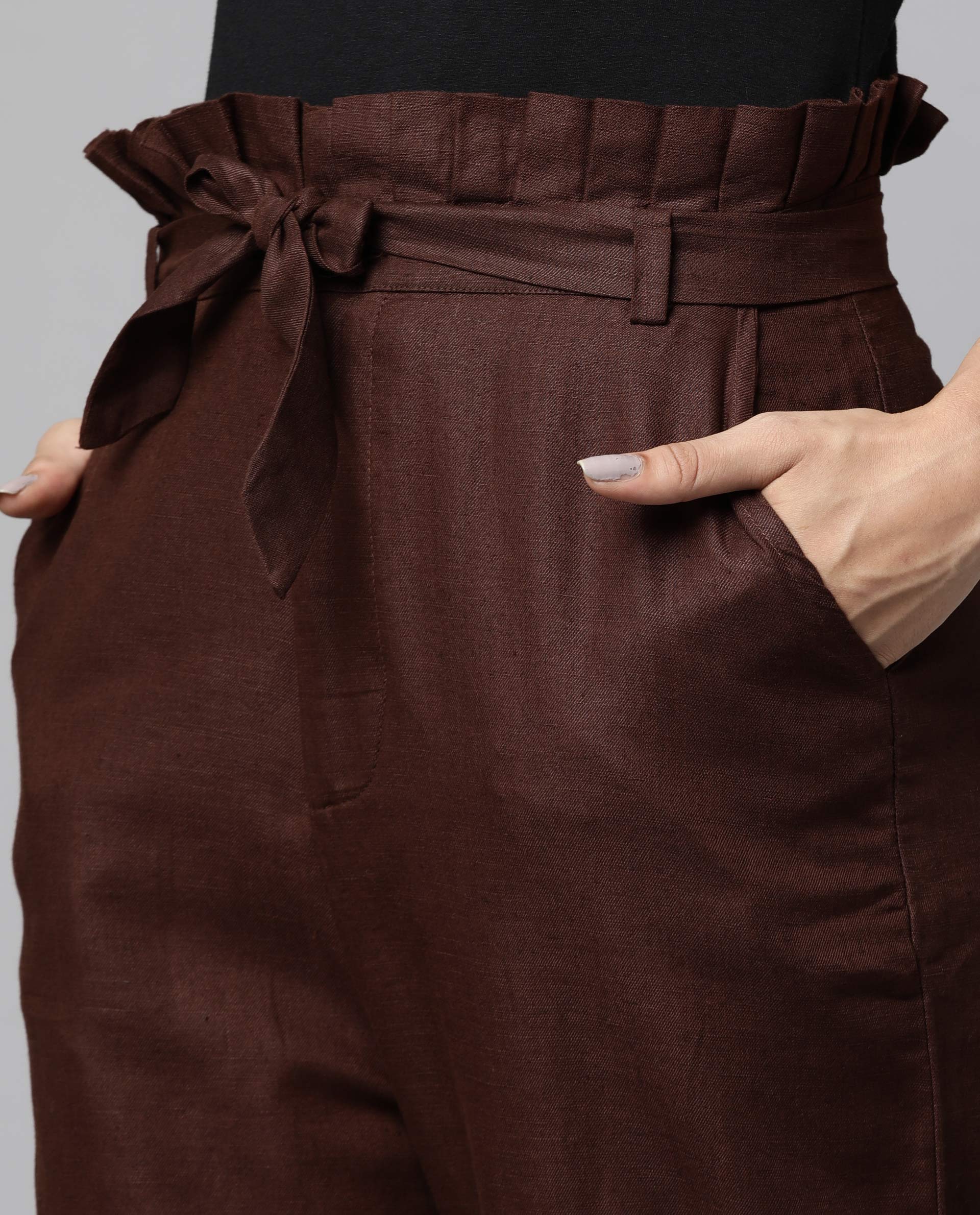 Rareism Women Morry Brown Trousers Solid - Image 2