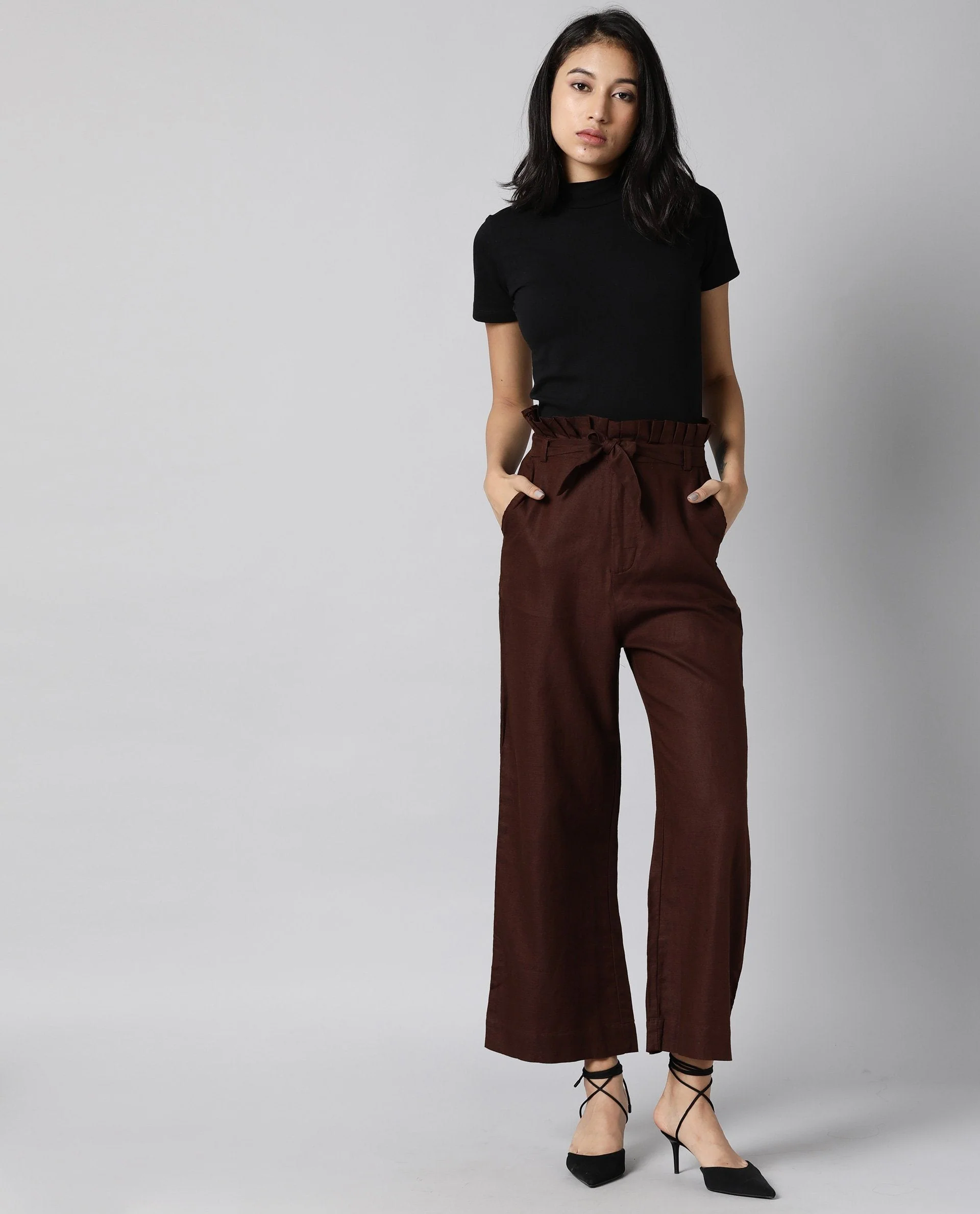 Rareism Women Morry Brown Trousers Solid - Image 3