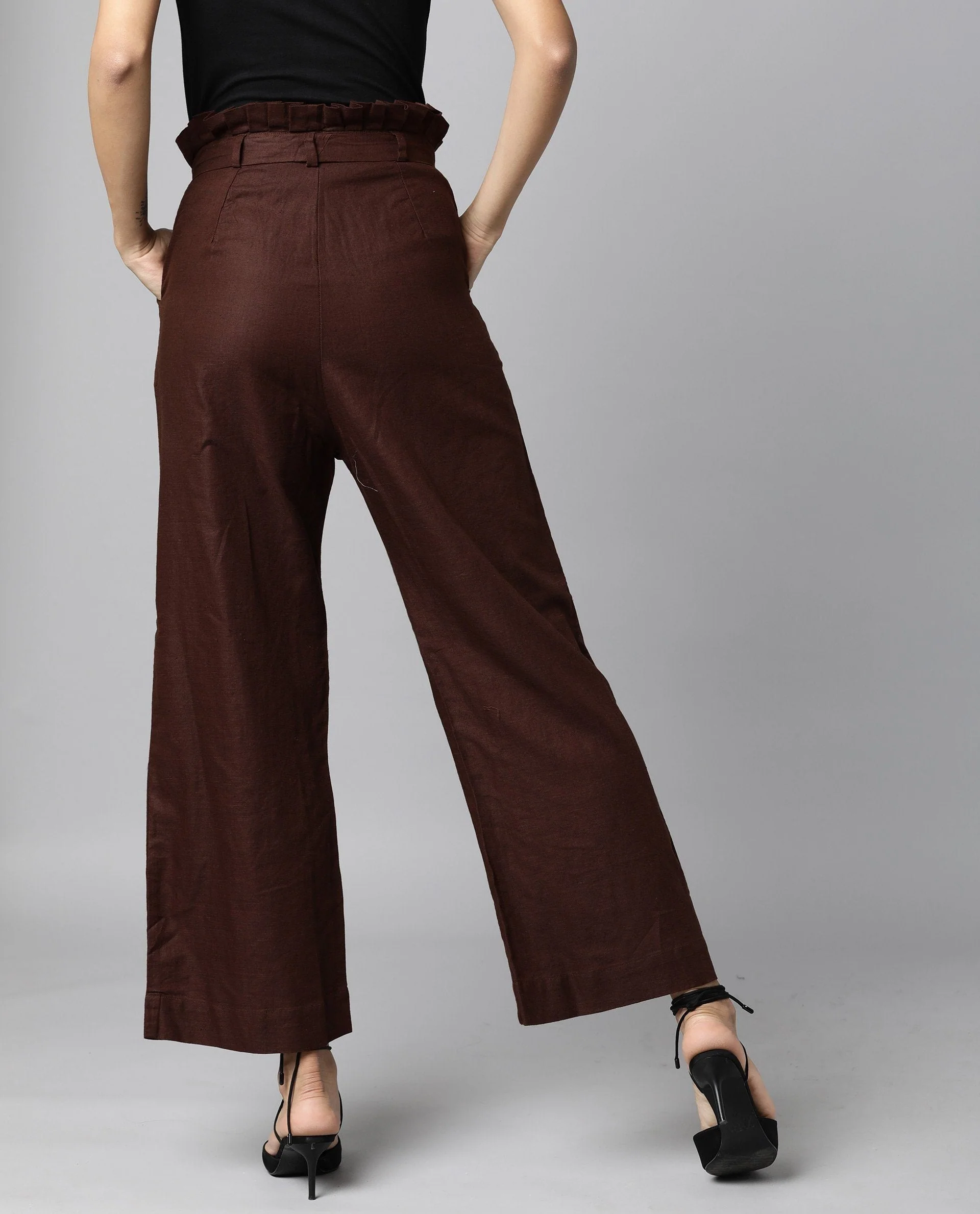 Rareism Women Morry Brown Trousers Solid - Image 4