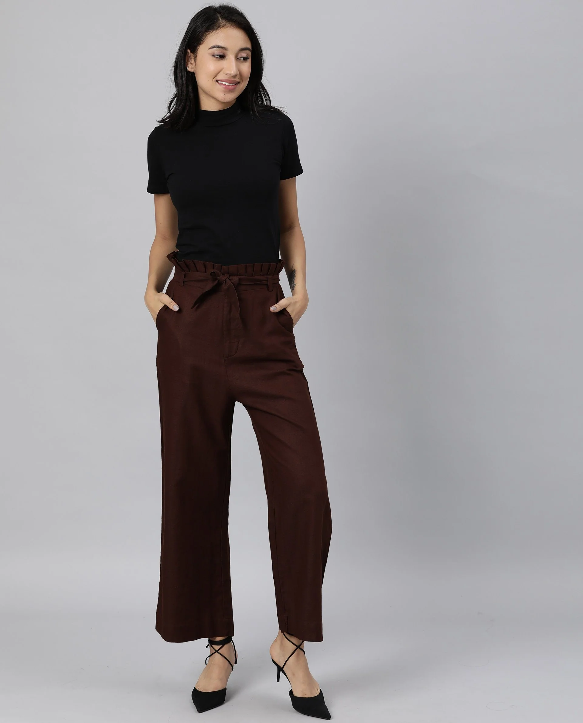 Rareism Women Morry Brown Trousers Solid - Image 6