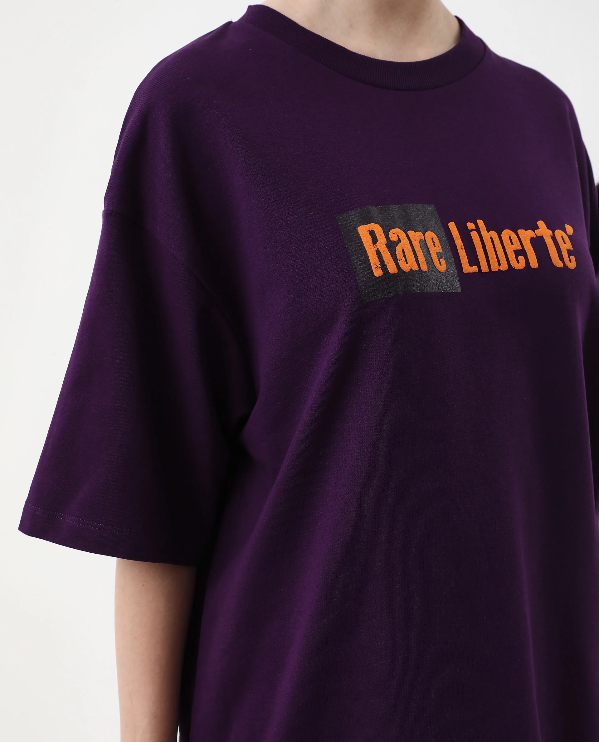 Rareism Women's Morsh Purple Cotton Graphic Print Oversized T-Shirt - Image 2