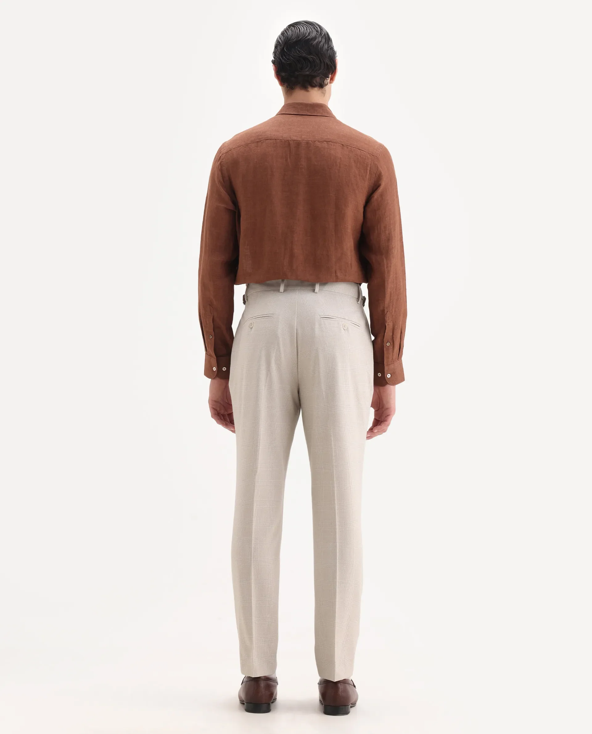 Rare Rabbit Men's Morst Beige Polyester Blend Checked Print Relaxed Fit Trouser - Image 8