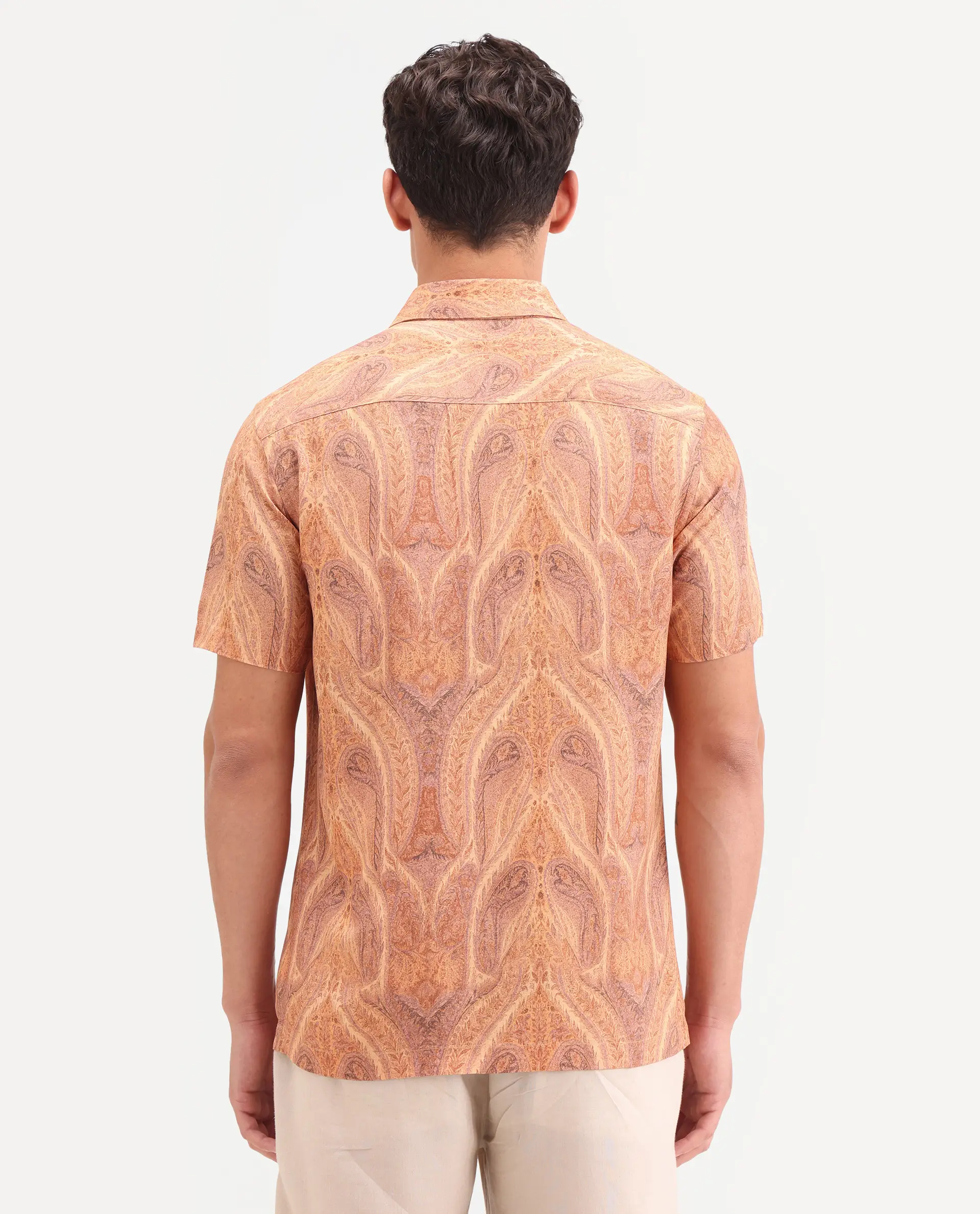 Rare Rabbit Men's Moru Beige Viscose Fabric Full Sleeve Spread Collar Regular Paisley Print Shirt - Image 6