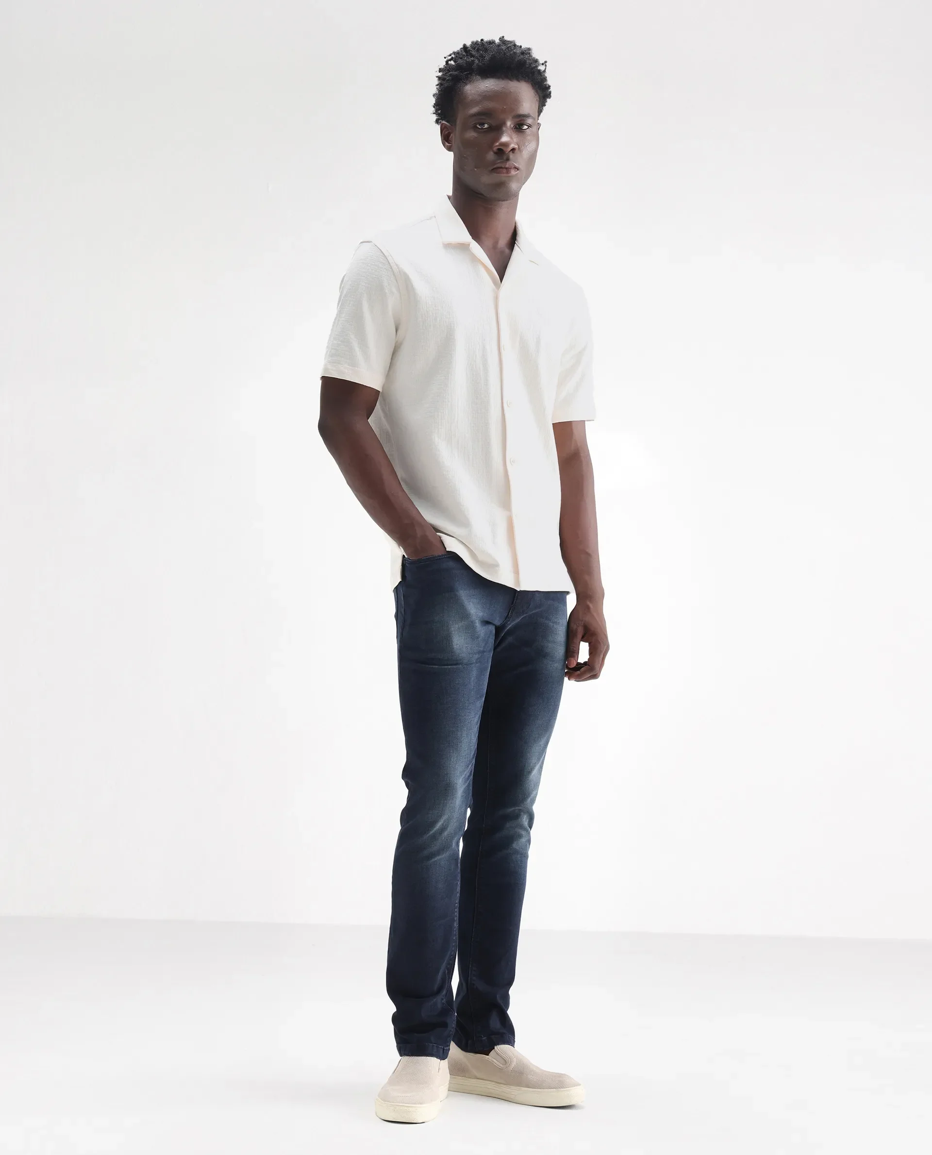 Rare Rabbit Men's Morvan Dark Blue Cotton Plain Hawk Slim Fit Jeans - Image 6