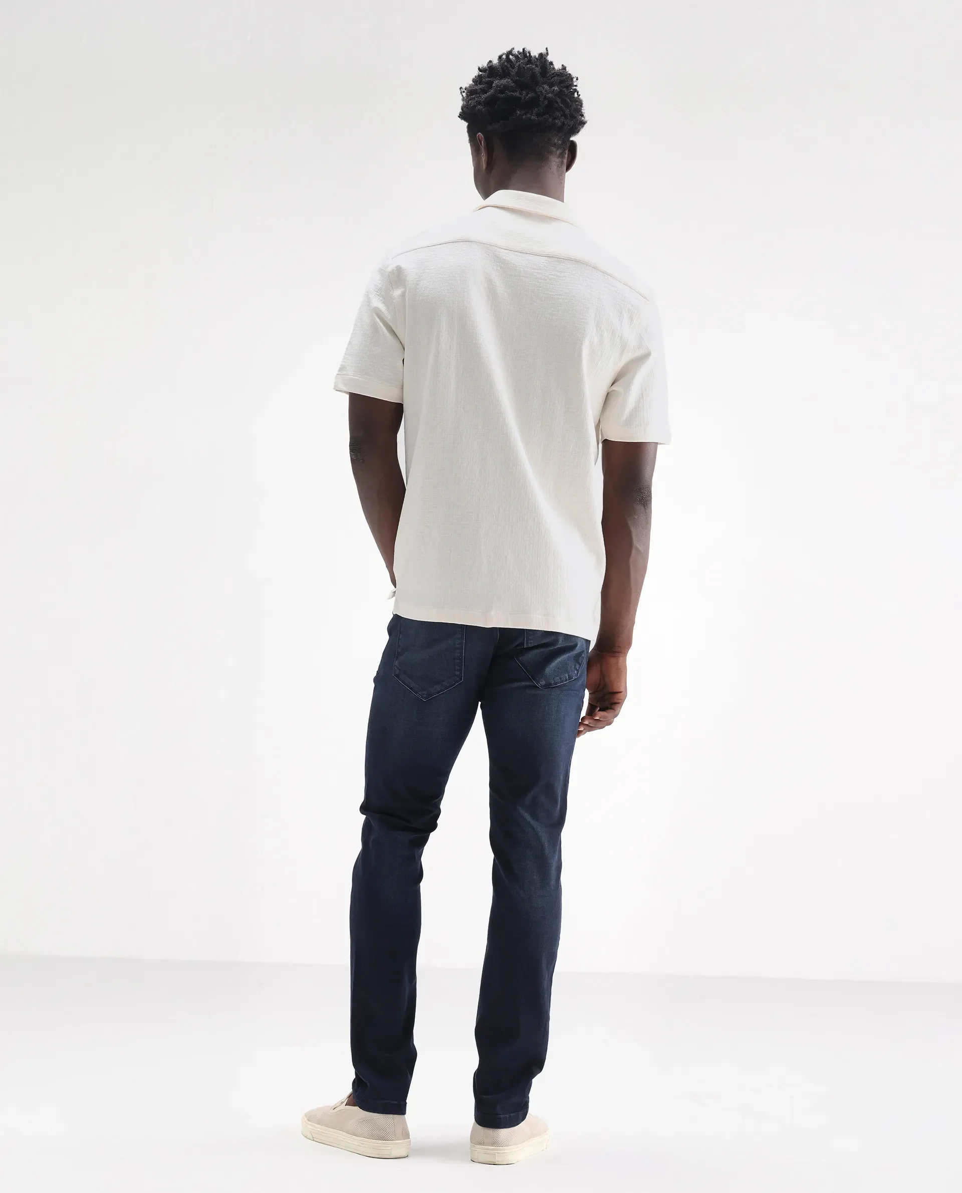Rare Rabbit Men's Morvan Dark Blue Cotton Plain Hawk Slim Fit Jeans - Image 9