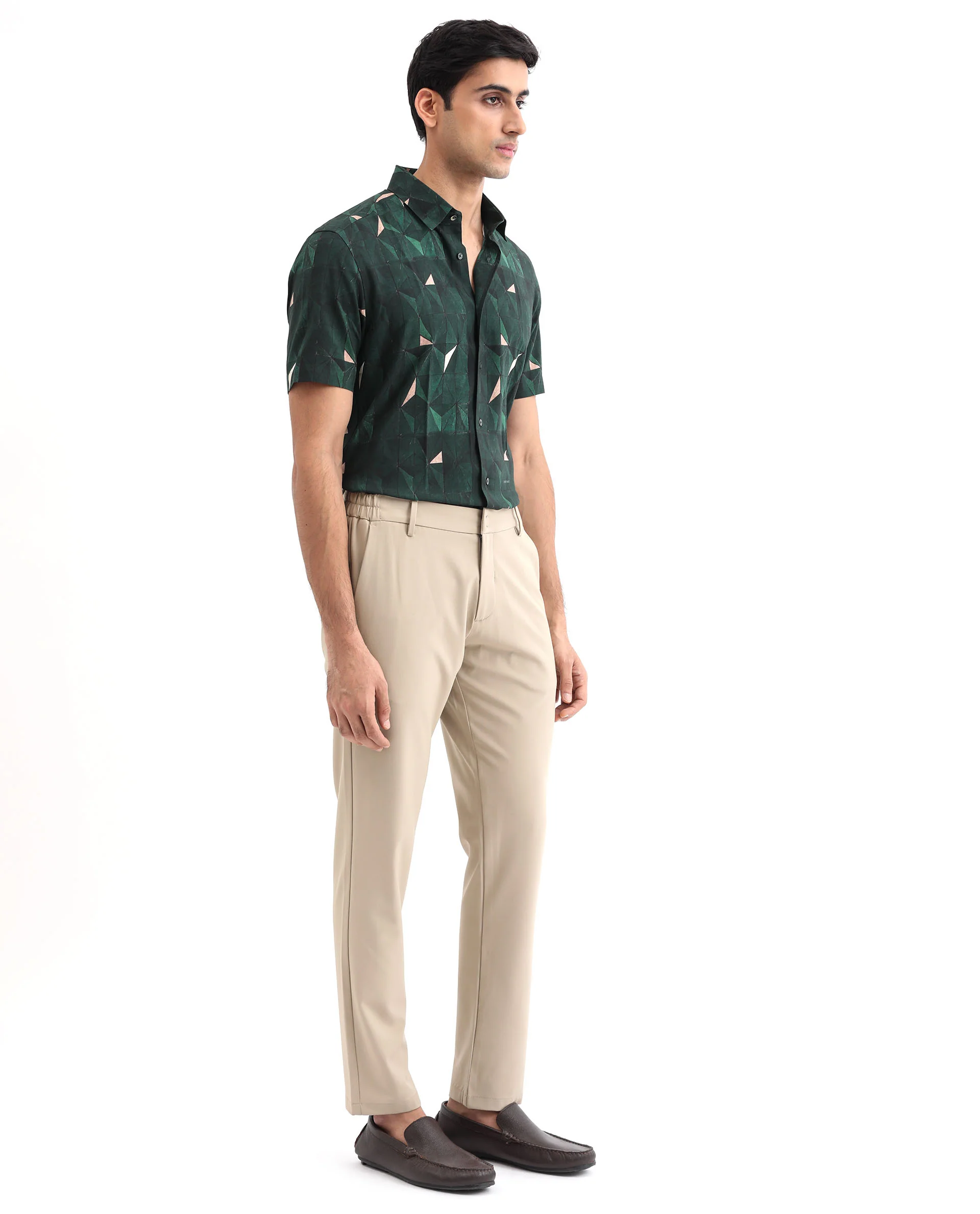 Rare Rabbit Men's Mose Ss Green Viscose Geometric Print Regular Fit Half Sleeve Collared Shirt - Image 7