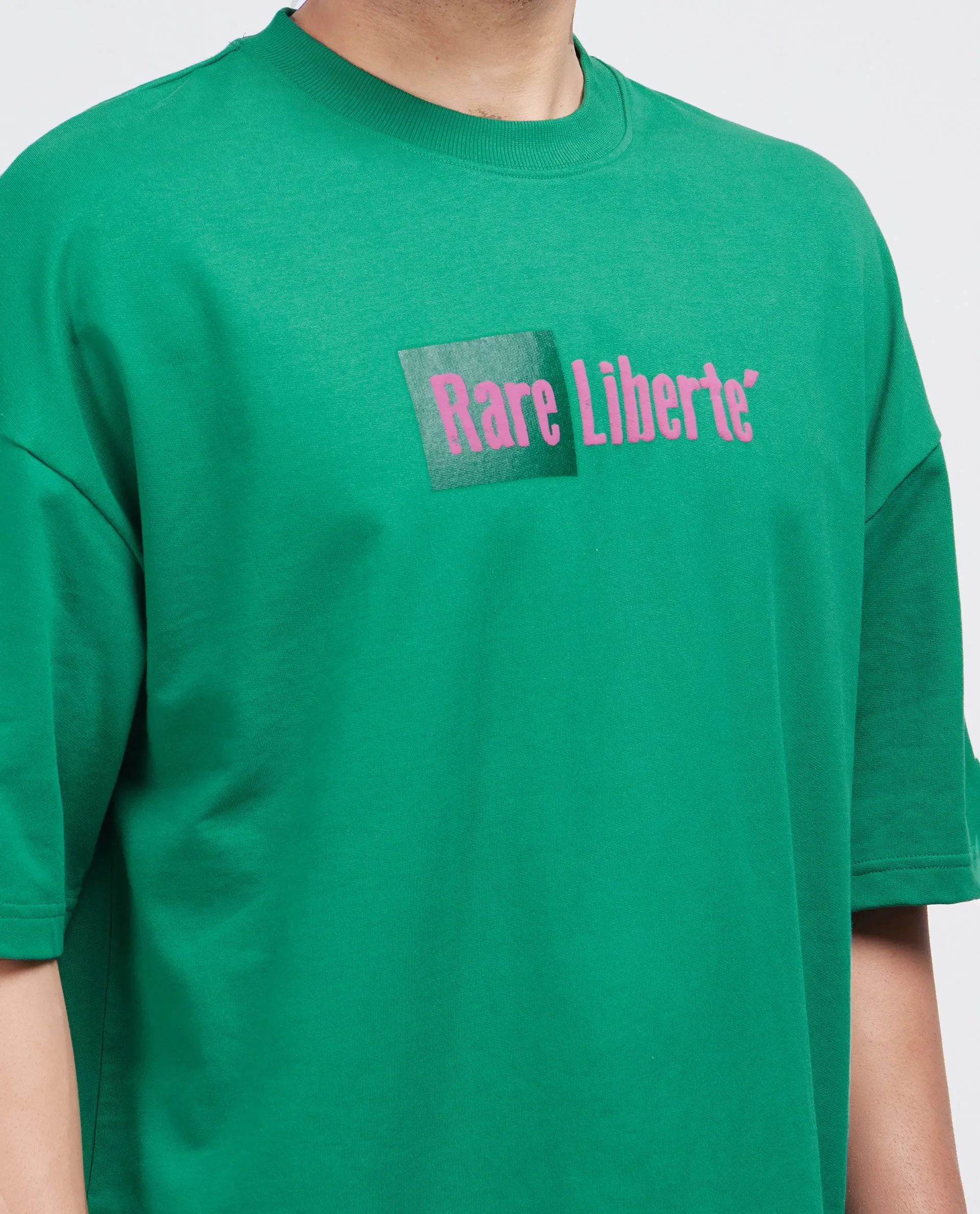 Rare Rabbit Men's Moshe Green Cotton Graphic Print Oversized Fit Half Sleeve Crew Neck T-Shirt - Image 3
