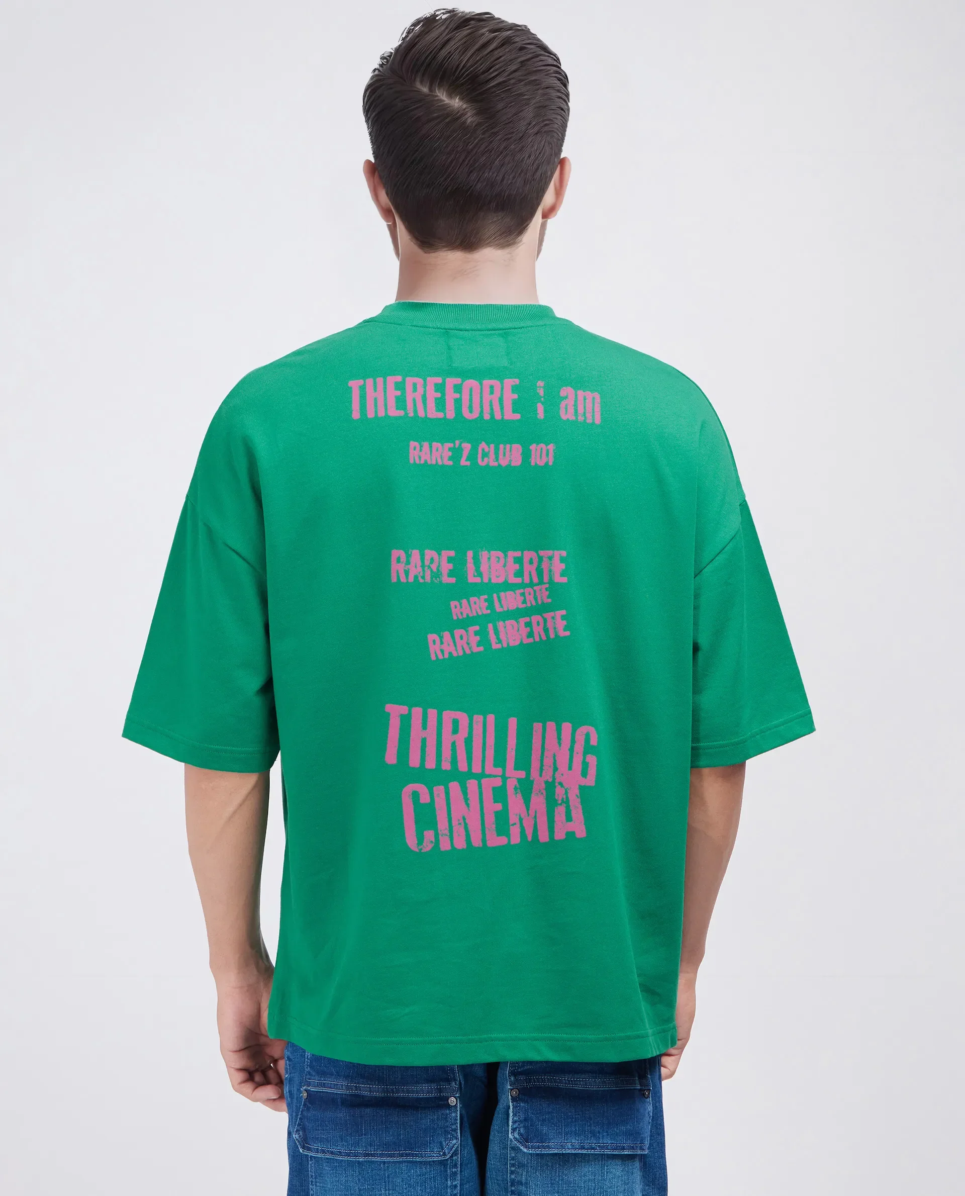 Rare Rabbit Men's Moshe Green Cotton Graphic Print Oversized Fit Half Sleeve Crew Neck T-Shirt - Image 4