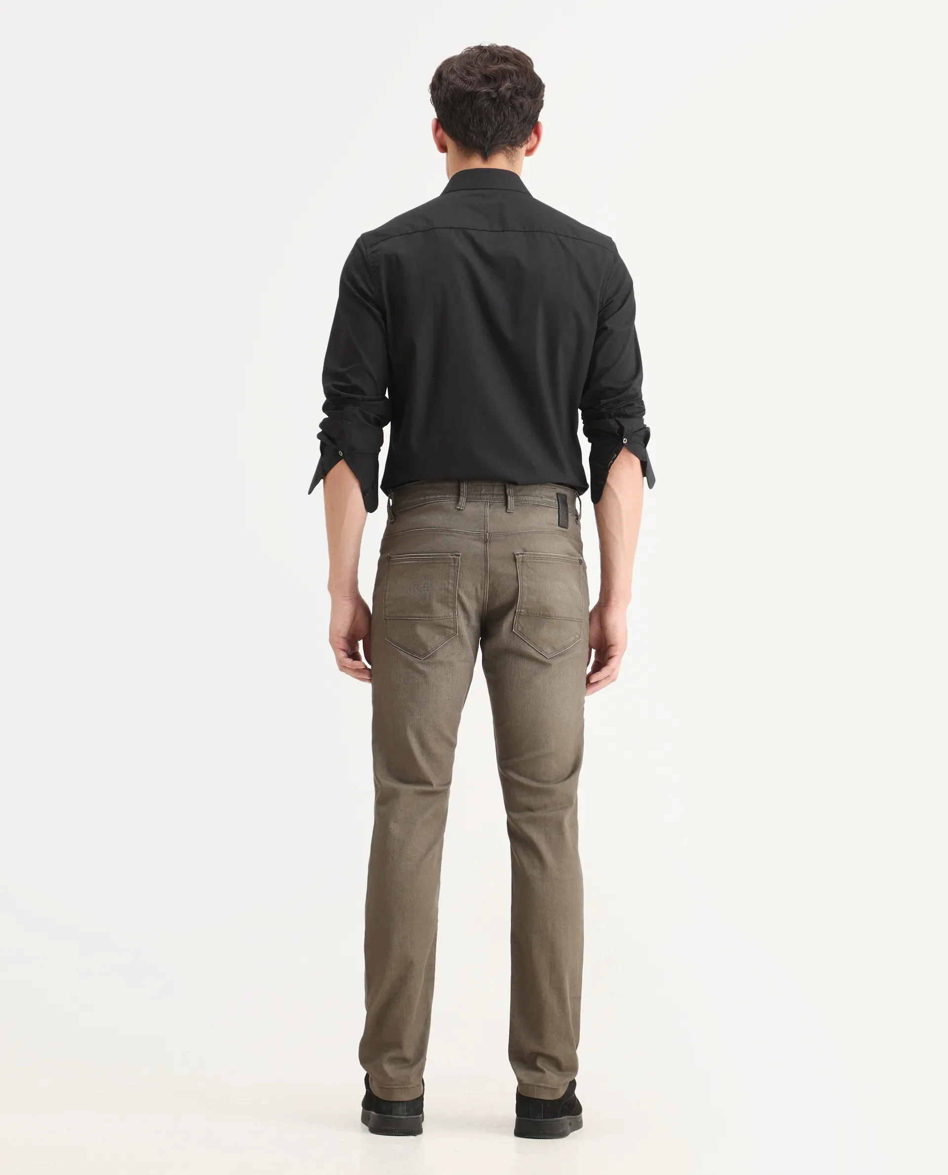 Rare Rabbit Men's Moss-3 Green Cotton Plain Hawk Slim Fit Jeans - Image 8