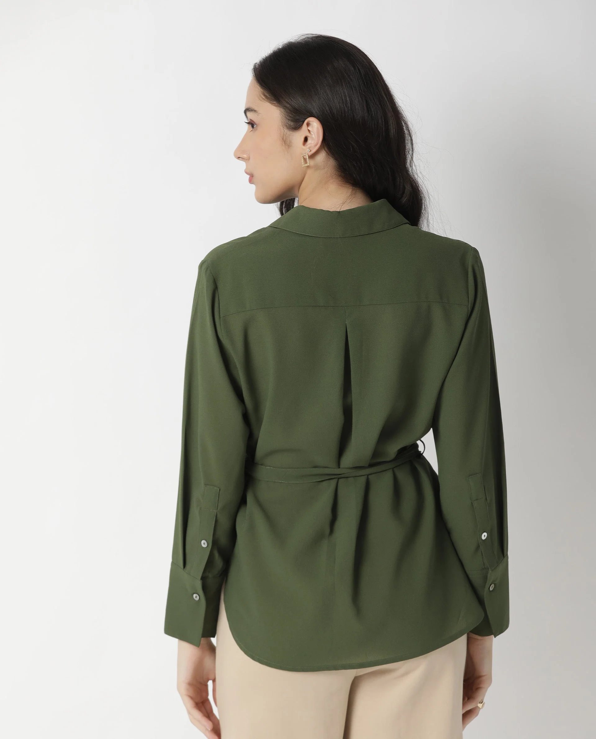 Rareism Women Mould Green Top Full Sleeves Solid - Image 5