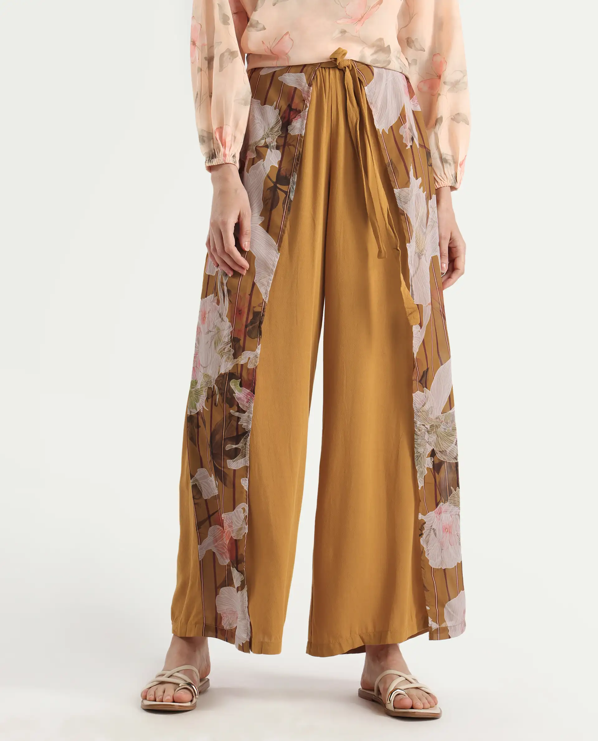 Rareism Women's Mouza Multi Viscose Blend Floral Print Ankle Length Wide Trouser - Image 2