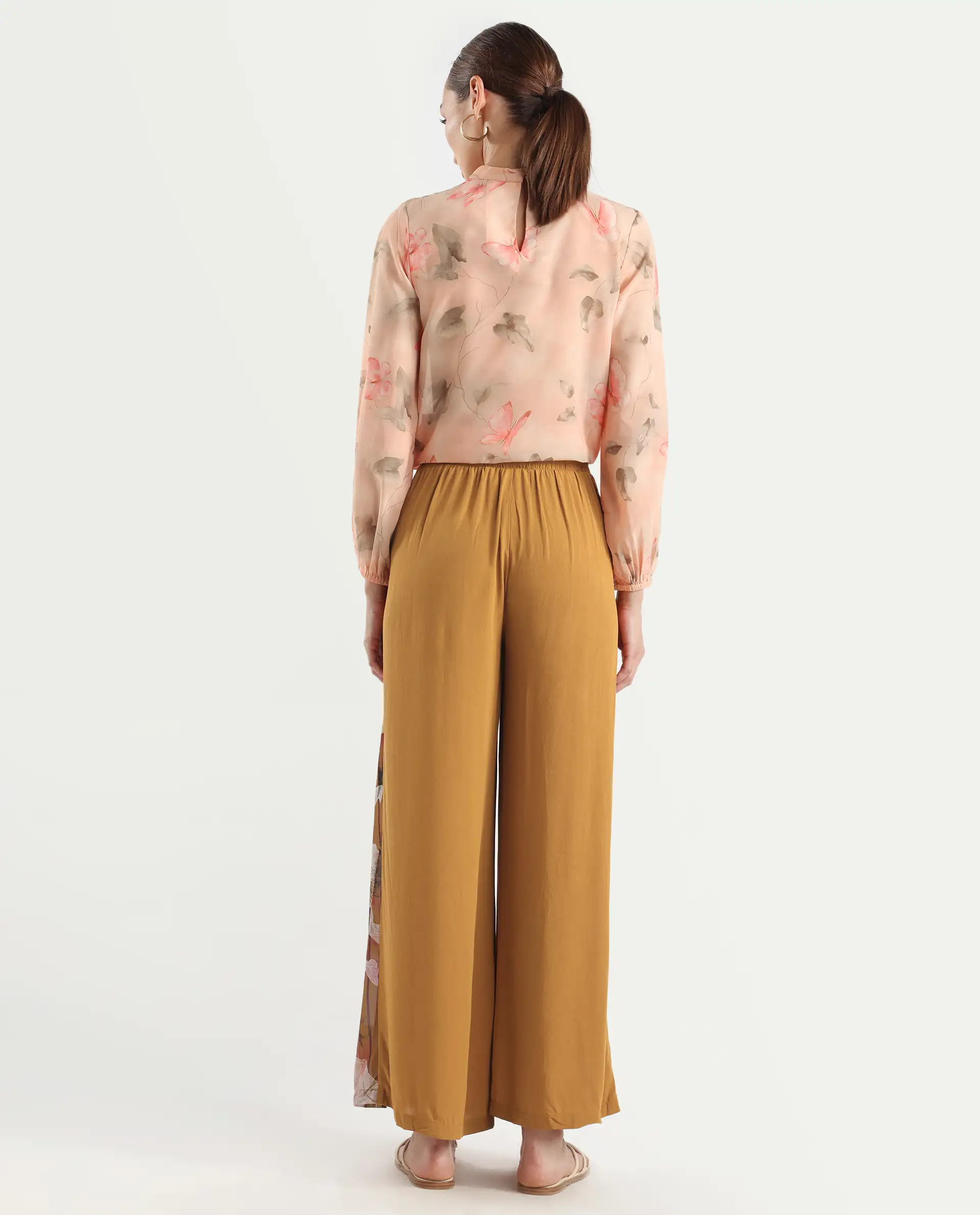 Rareism Women's Mouza Multi Viscose Blend Floral Print Ankle Length Wide Trouser - Image 7