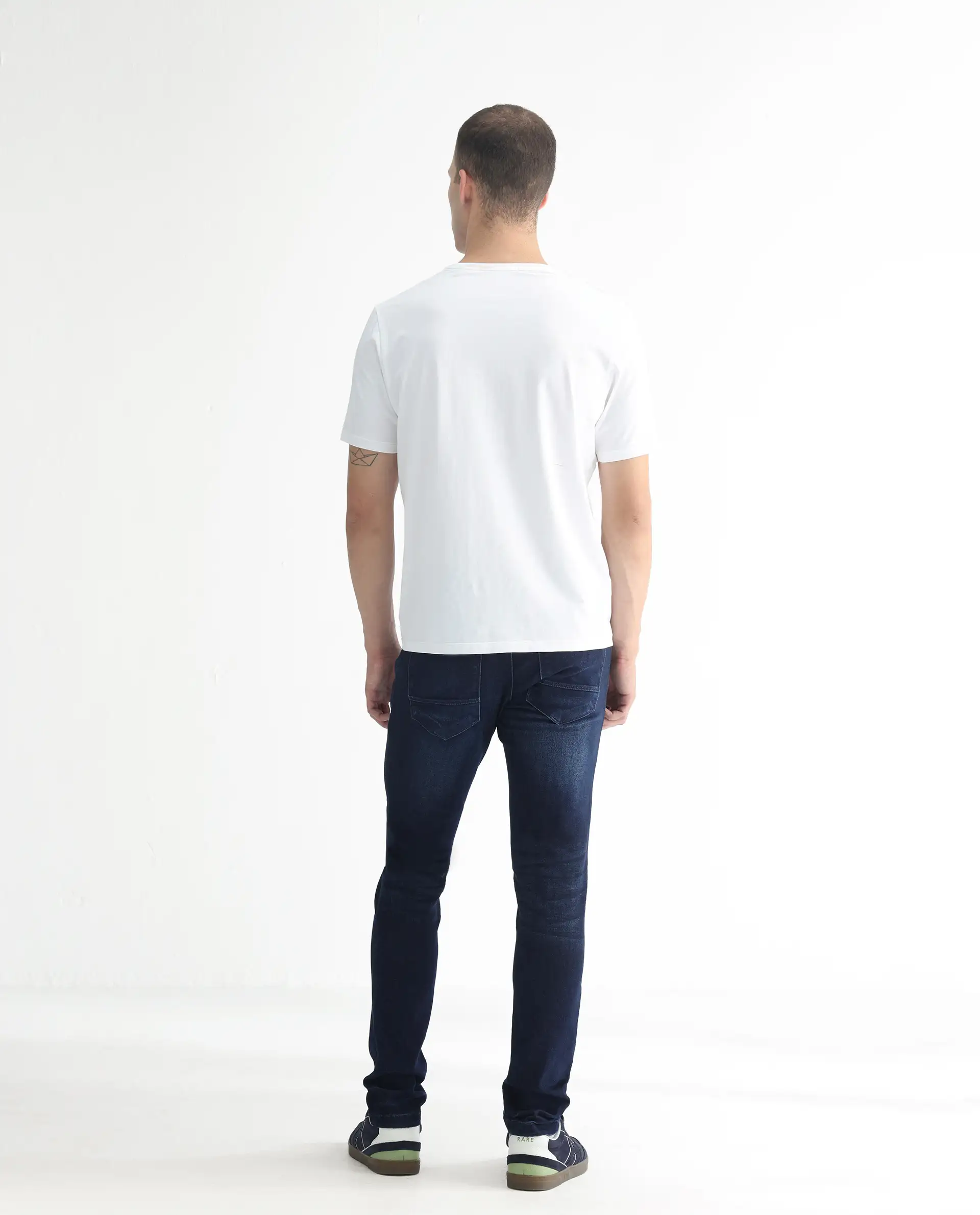 Rare Rabbit Men's Movado Blue Cotton Plain Hawk Slim Fit Jeans - Image 9
