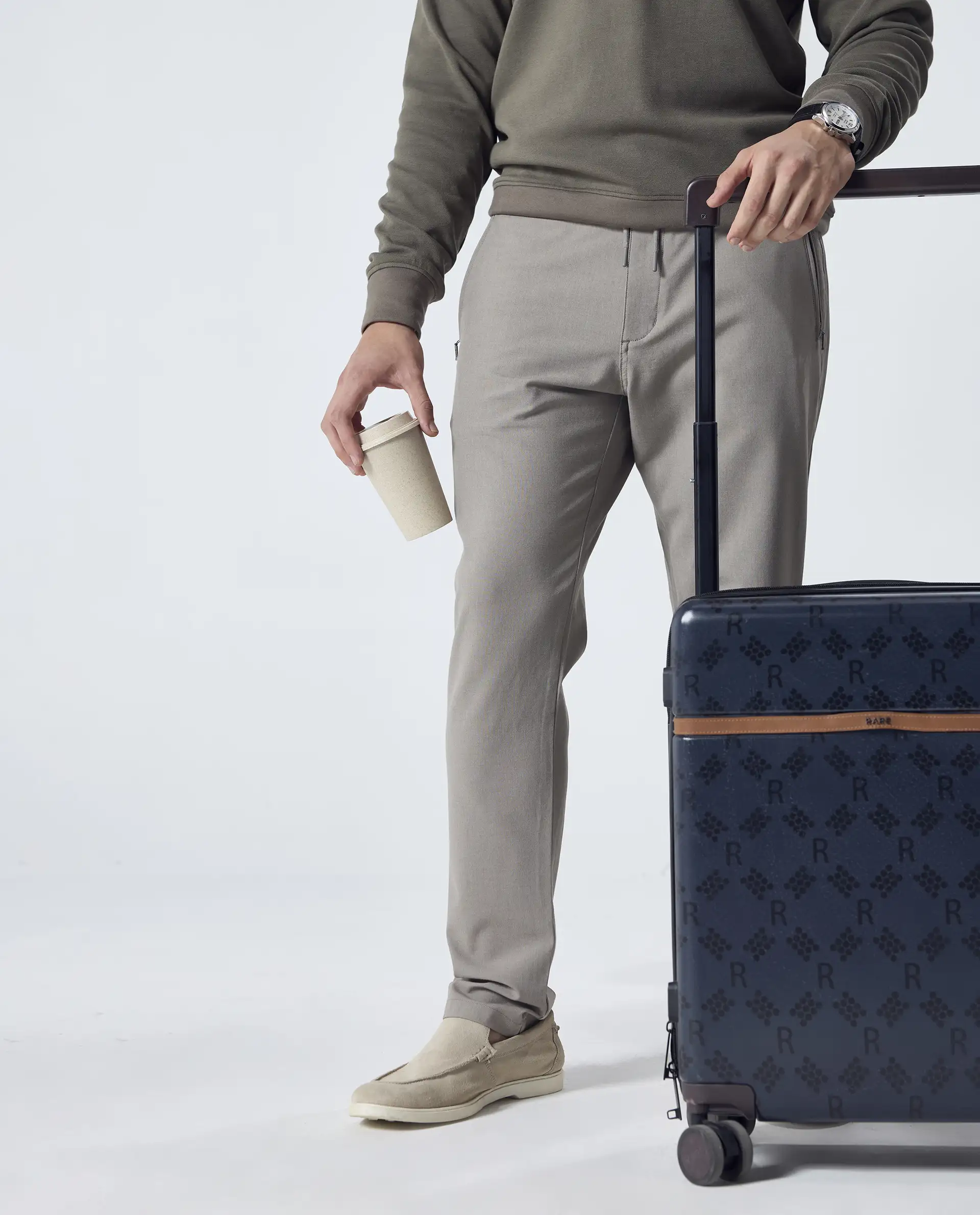 Rare Rabbit Men's Move-25 Beige Polyester Blend Plain Regular Fit Trouser - Image 3