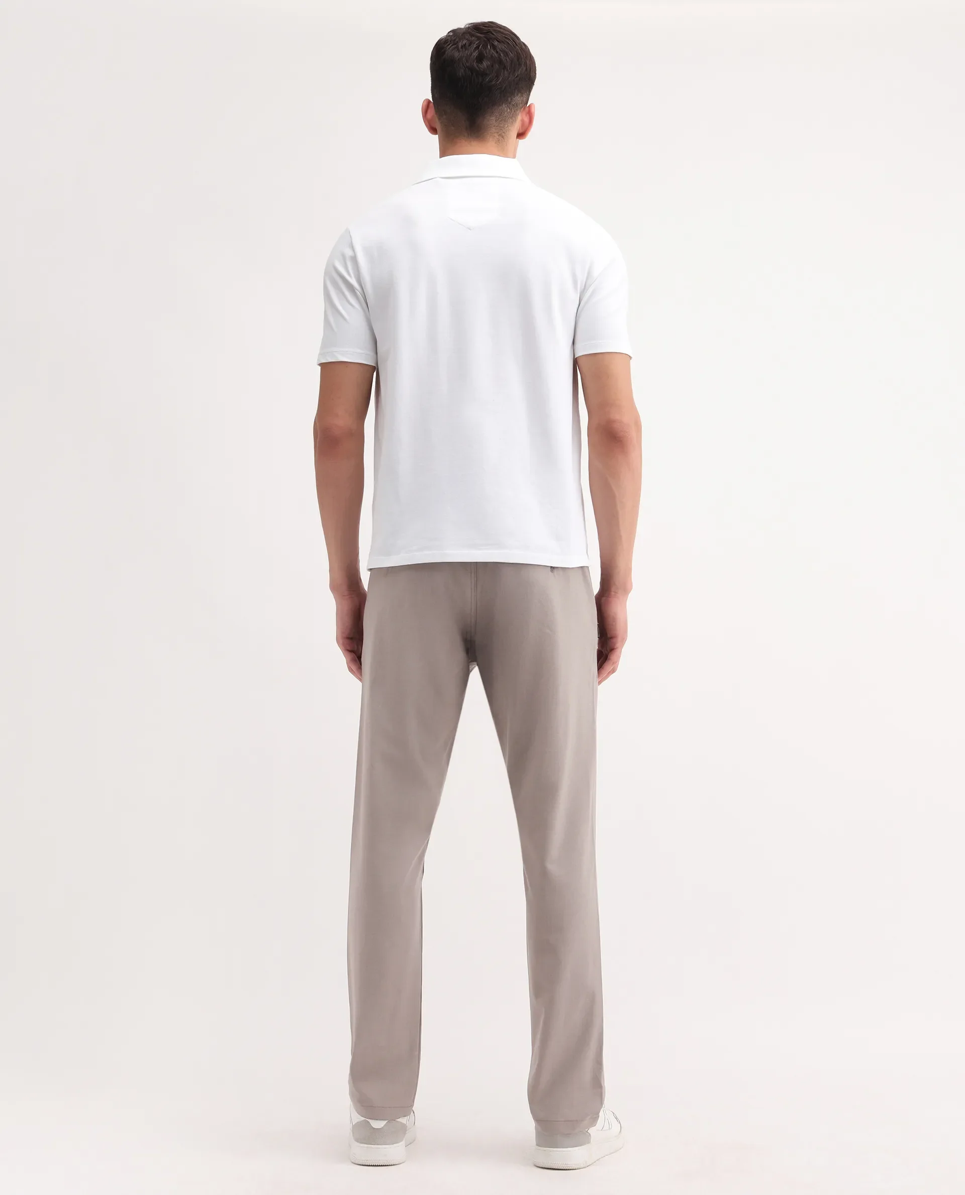 Rare Rabbit Men's Move-25 Beige Polyester Blend Plain Regular Fit Trouser - Image 6