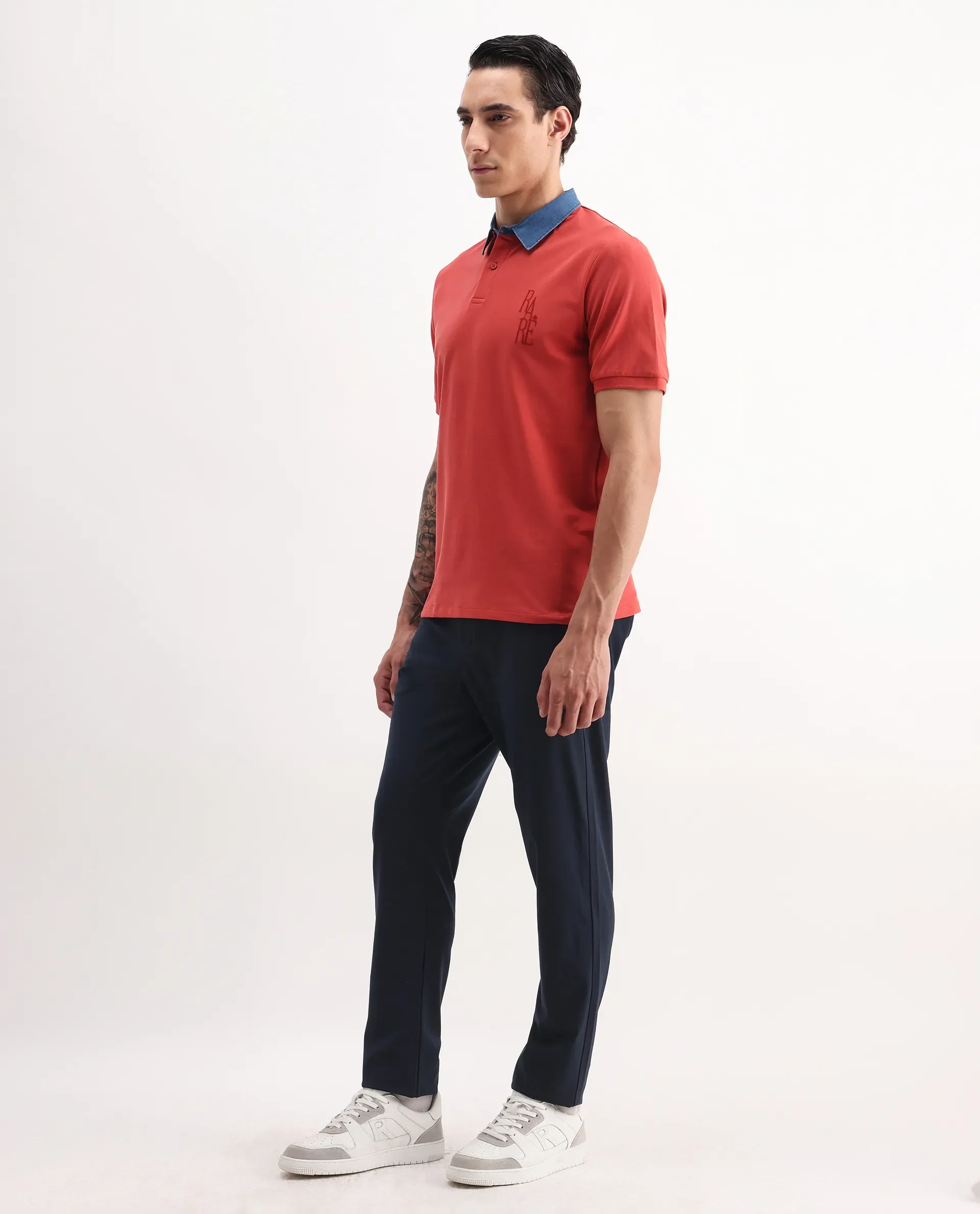 Rare Rabbit Men's Move-25 Navy Polyester Blend Plain Regular Fit Trouser - Image 5