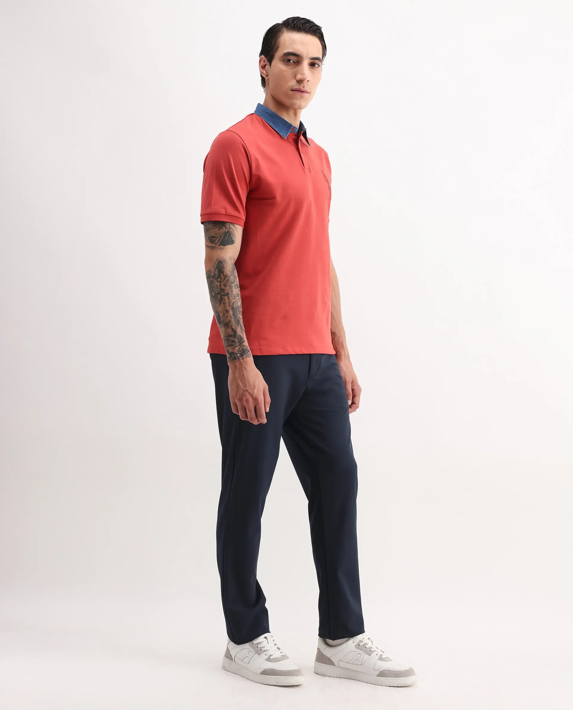Rare Rabbit Men's Move-25 Navy Polyester Blend Plain Regular Fit Trouser - Image 7