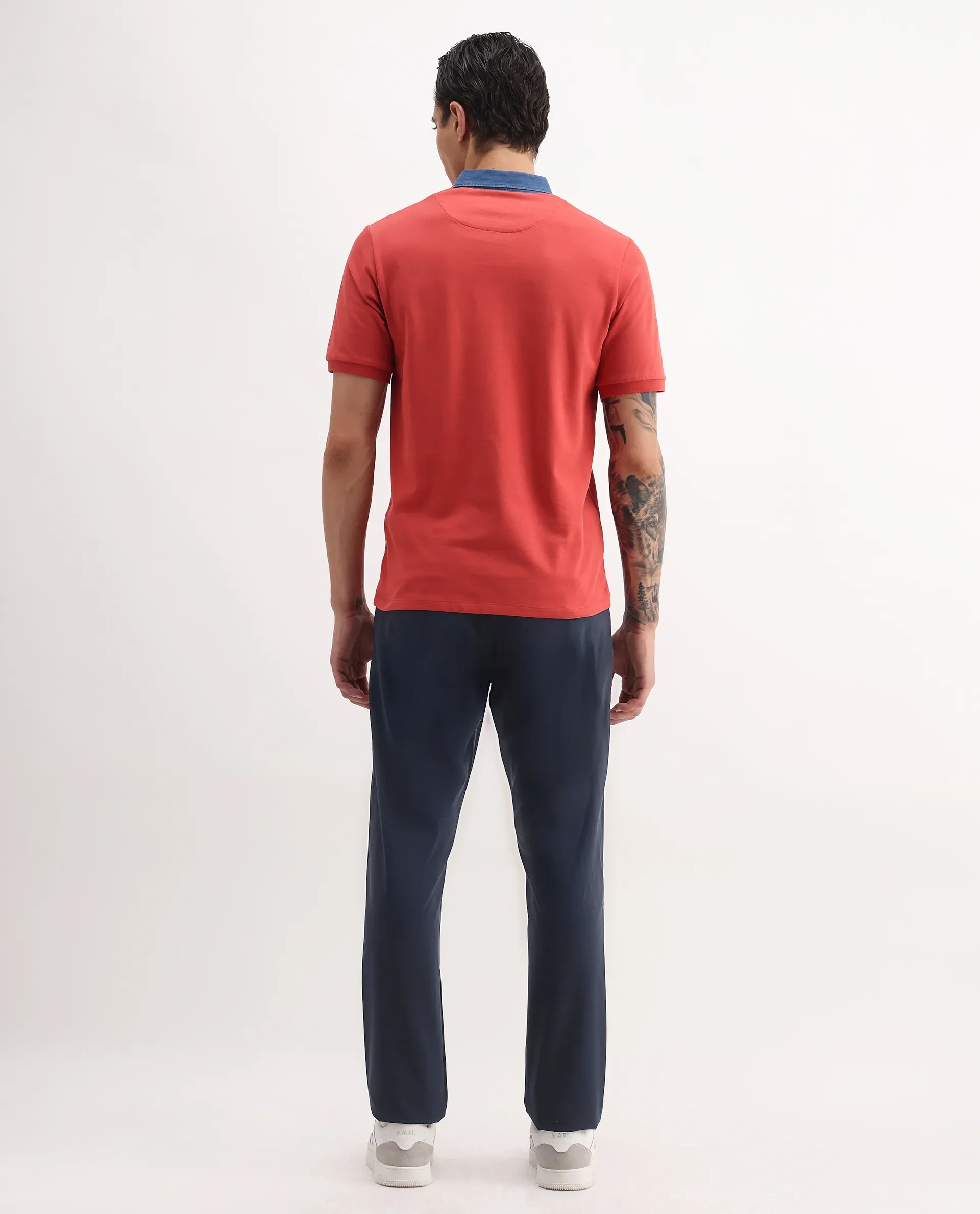 Rare Rabbit Men's Move-25 Navy Polyester Blend Plain Regular Fit Trouser - Image 9