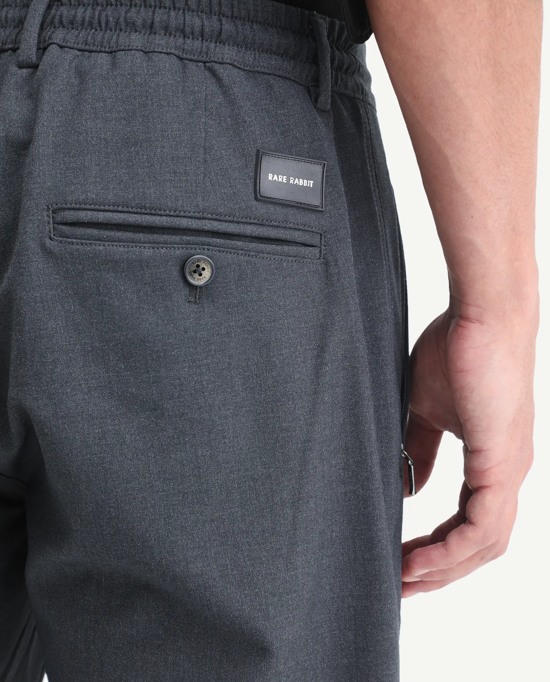 Rare Rabbit Men's Move-Ss26 Dark Navy Polyester Blend Fabric Regular Fit Plain Trouser - Image 6
